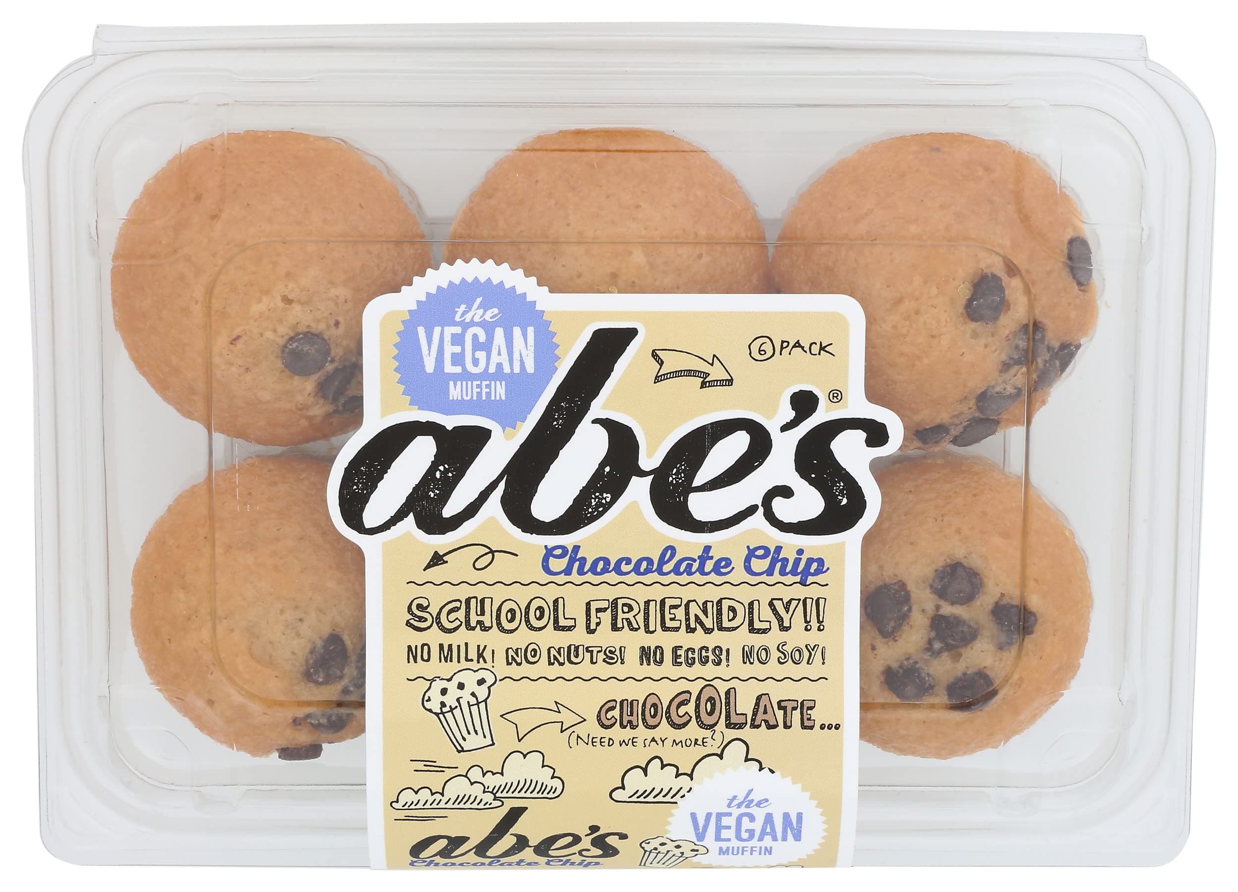 Abe's, Vegan Chocolate Chip Mini Muffins, 6 Pack