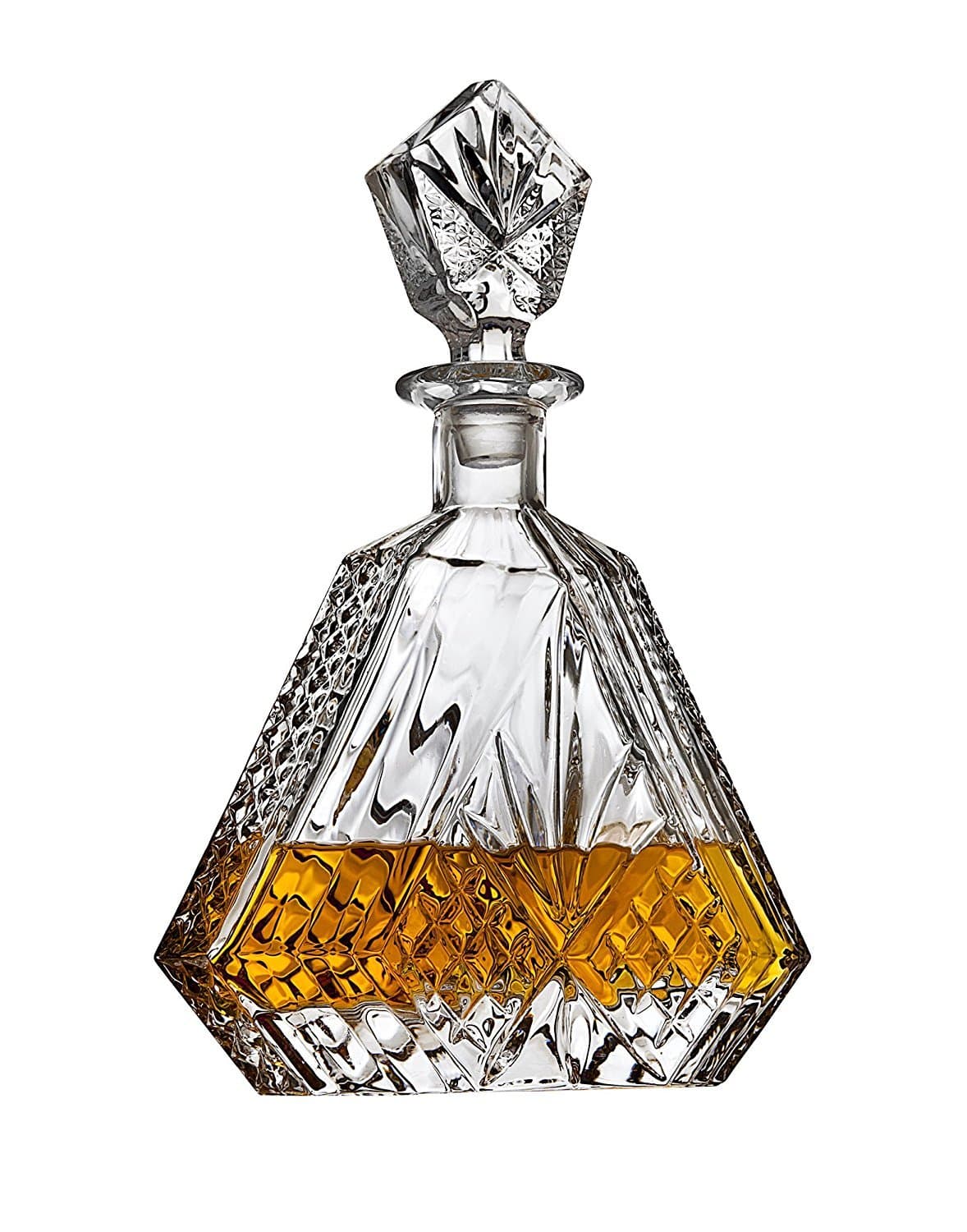 Triangular Crystal Decanter and Barware for Whiskey, Bourbon, and Scotch by HomeWetBar - Crystal Whiskey Decanter