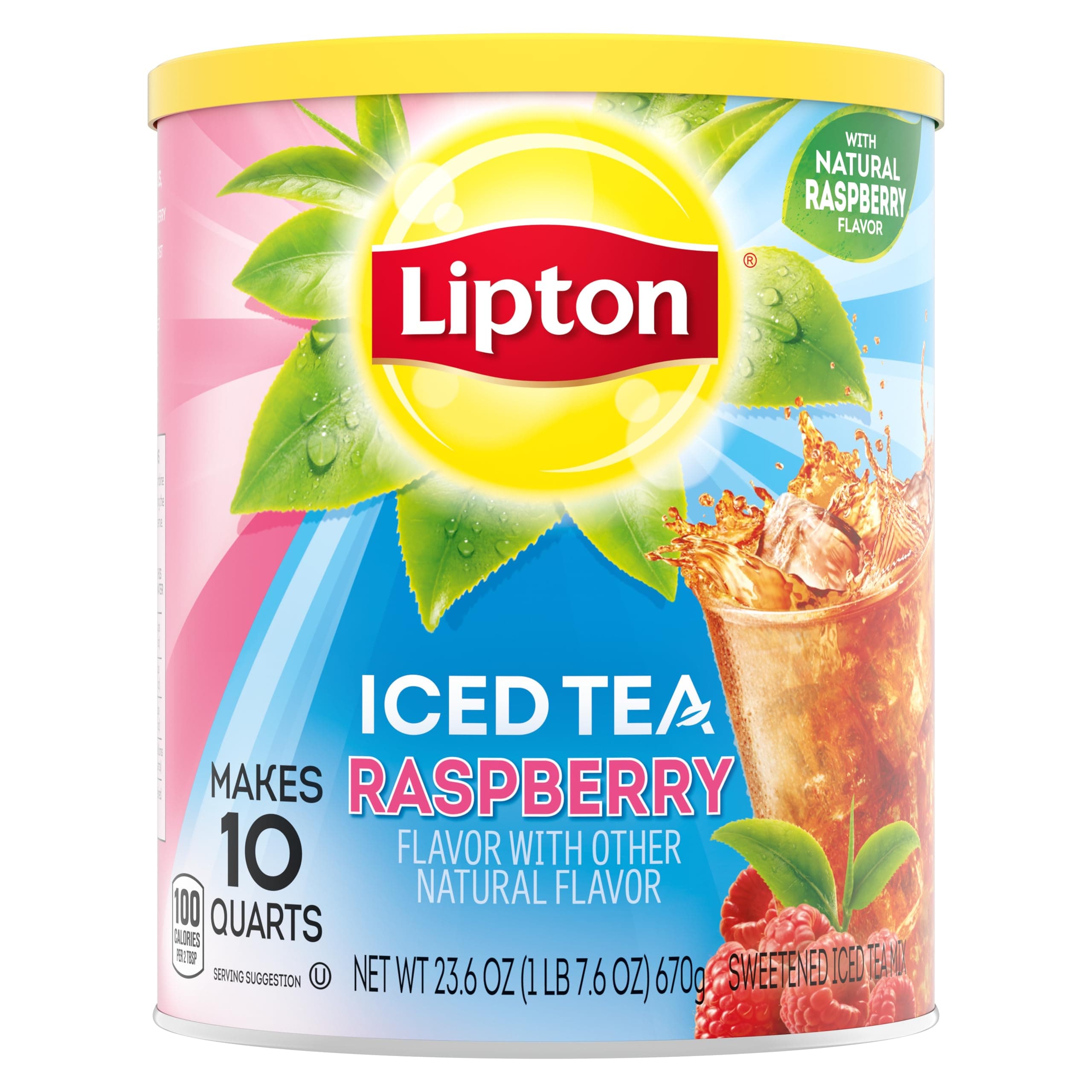 Lipton Raspberry Iced Tea Mix, Sweetened, Makes 10 Quarts