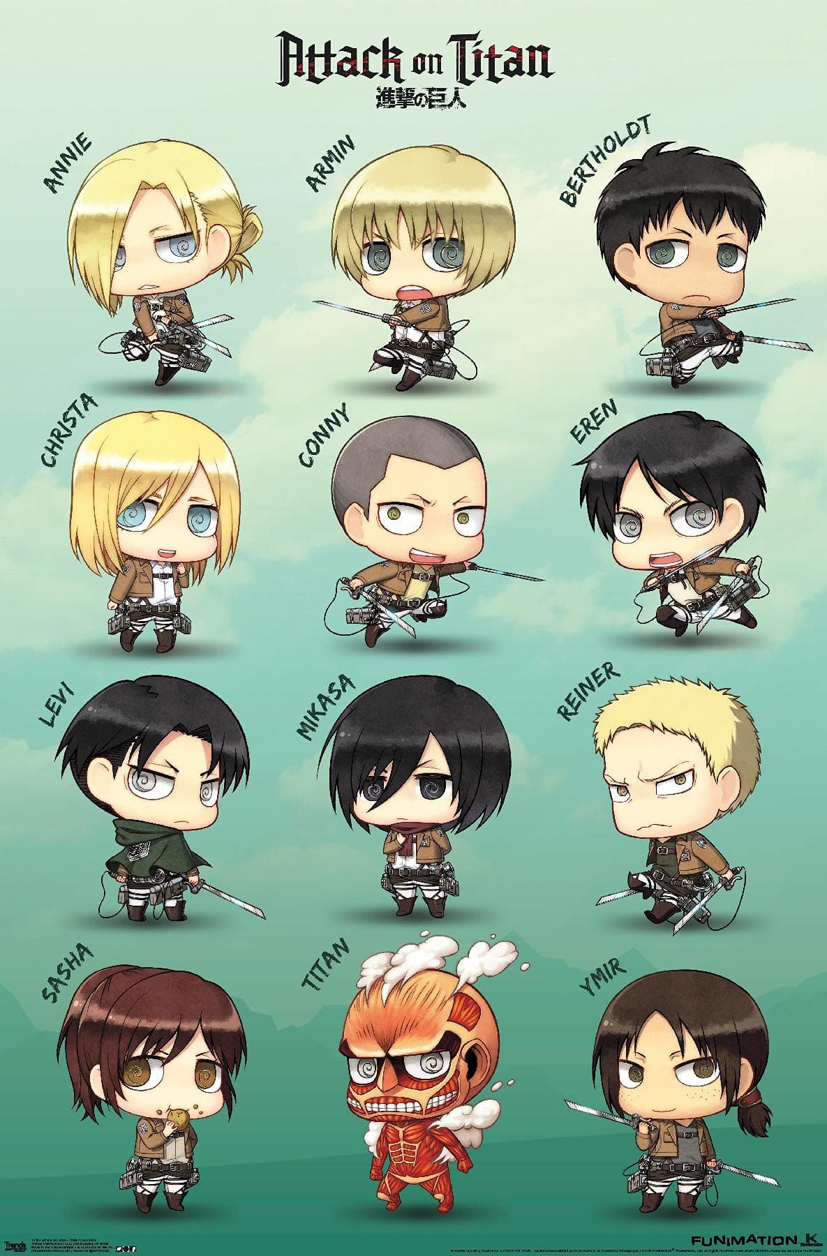 Attack on Titan Chibi Characters Wall Poster 22.375" x 34"