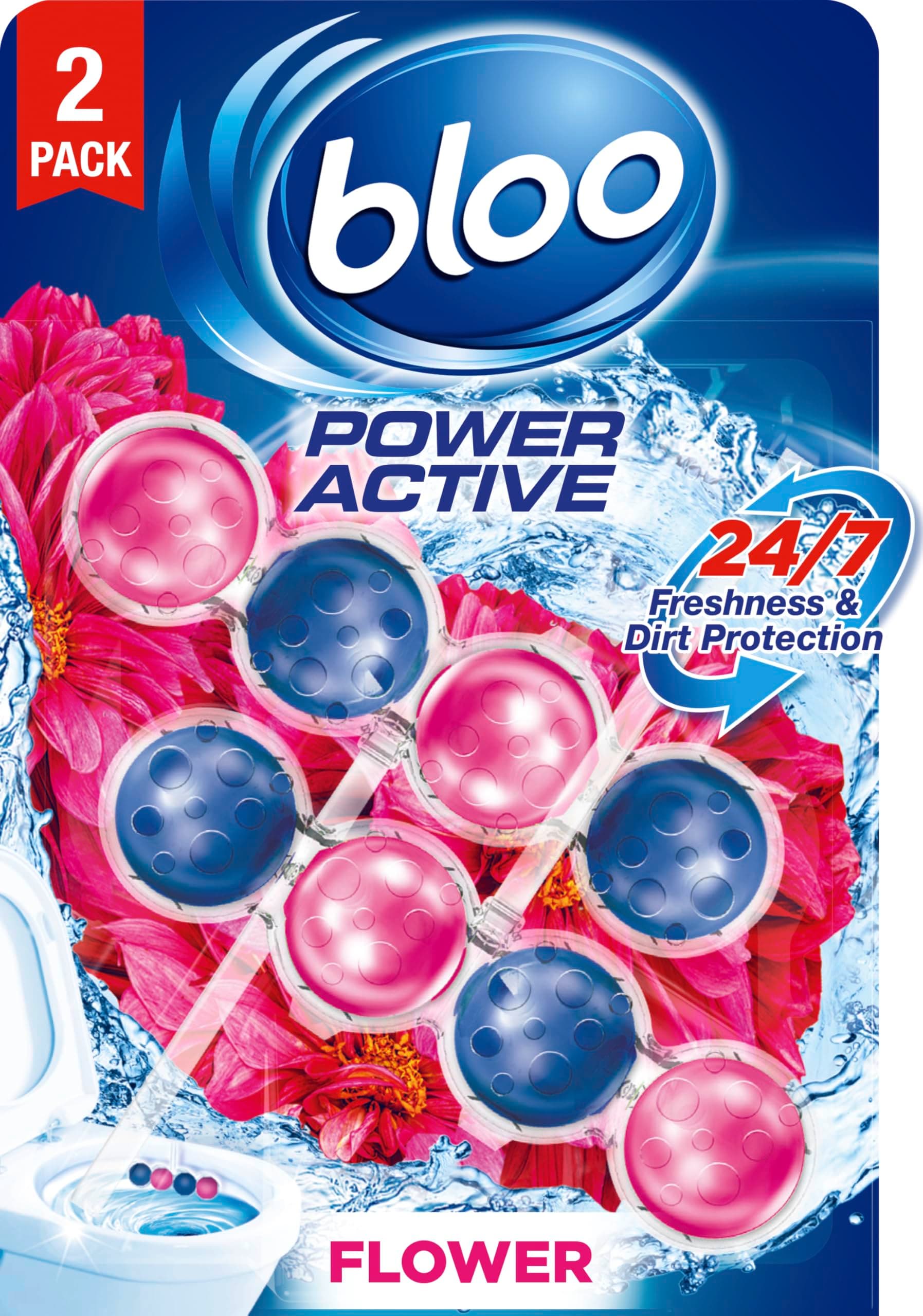 Solid Rim Toilet Cleaner Power Active Flower Twin Pack 2x50g