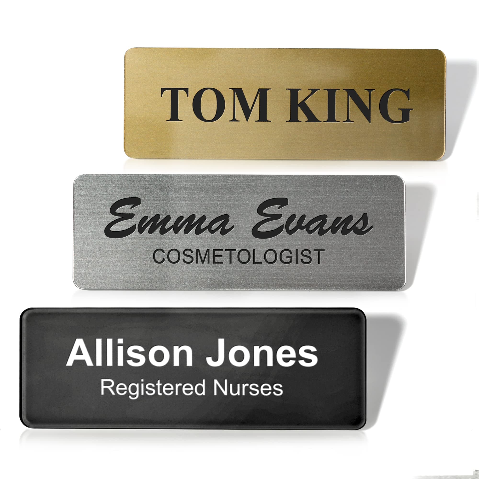 BrightTextsBrightTexts Custom Personalized Engraved Name Tag/Badge for Business, with Magnet or Pin, Sizes 1"x3" or 1.5"x3" (1"x3")