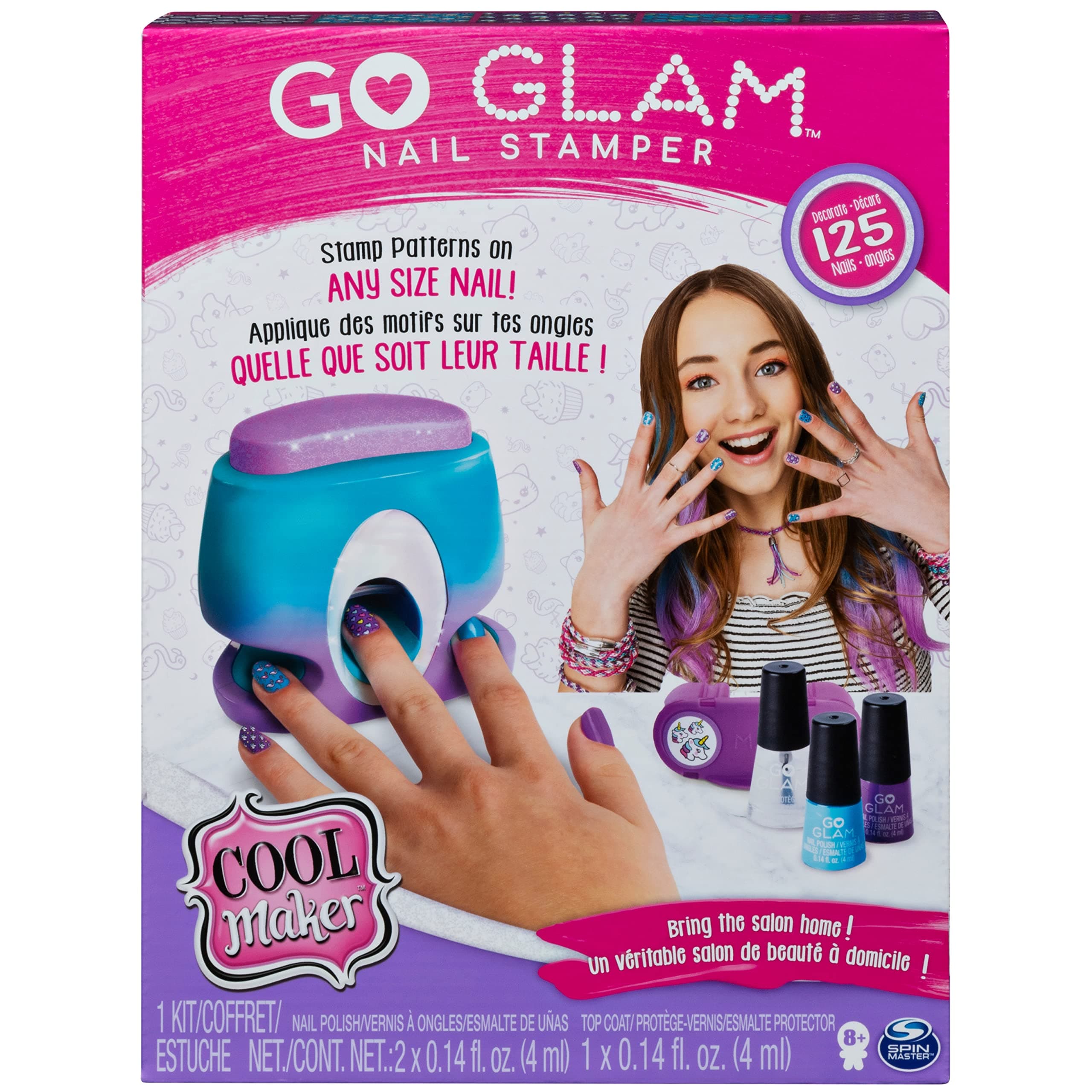 Cool MAKER GO GLAM Nail Stamper, Nail Studio with 5 Patterns to Decorate 125 Nails