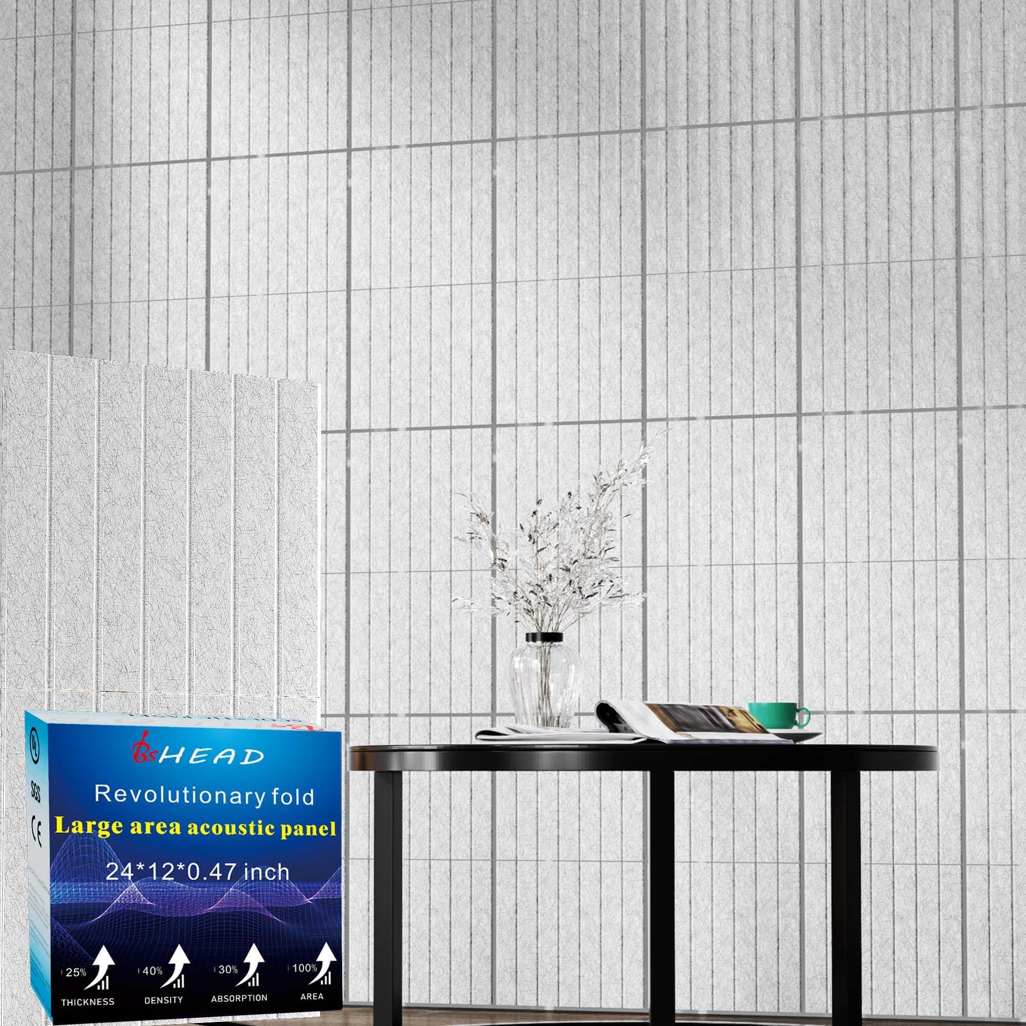 BSHEAD 12 Pack Large Fold Soundproof Wall Panels,12 x 12 x 0.47 in Sound Proof Foam Panels for Walls, 1.2lb/ft³ High Density, Thicker 0.47in, Acoustic Panels, Sound Dampening Panels Gray