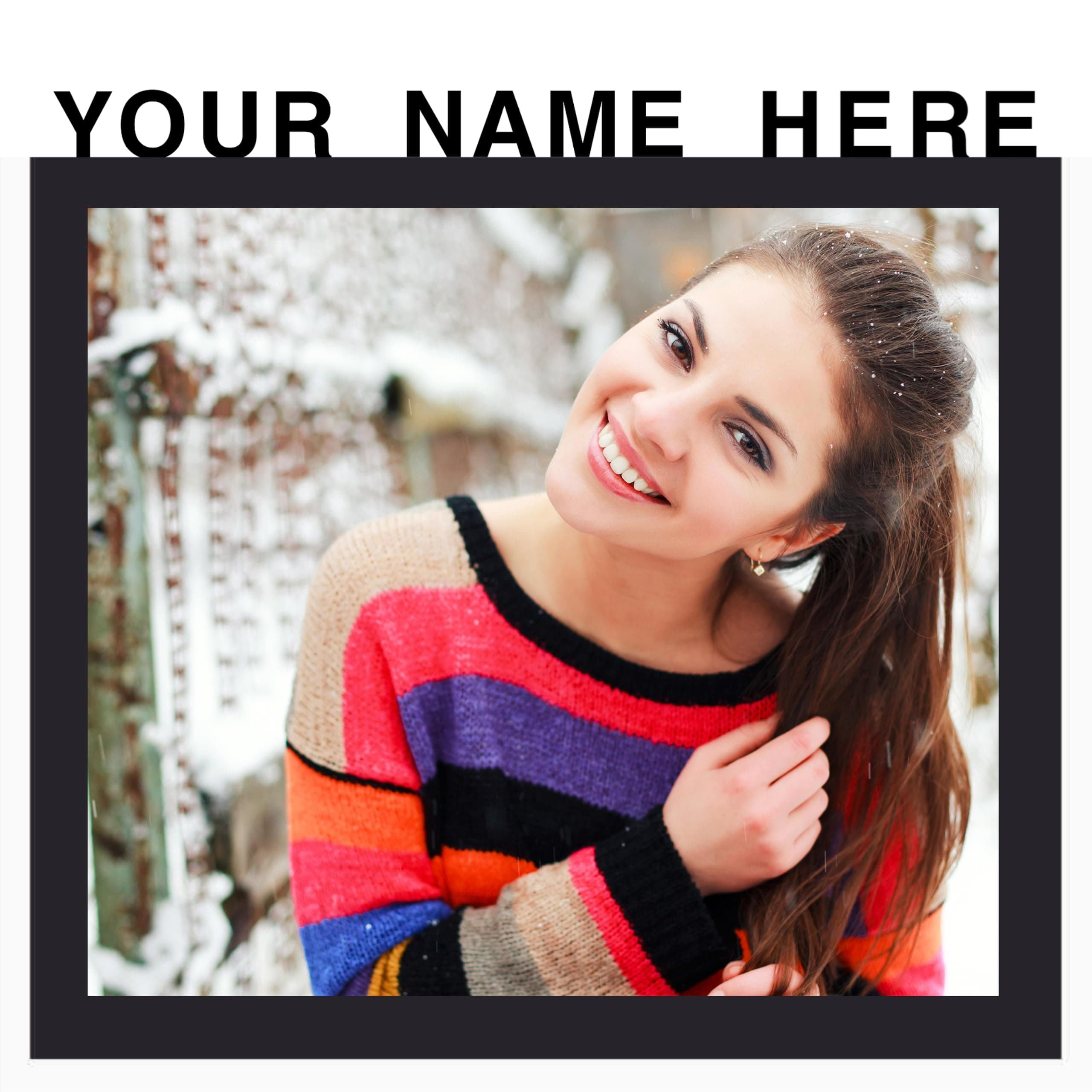 Mad Masters Engineered Wood Customized Photo Frames With Upload Personalised Name For Wall Room And Home Decor Gift (Square Namesquare, 12X12 Inch, Black)