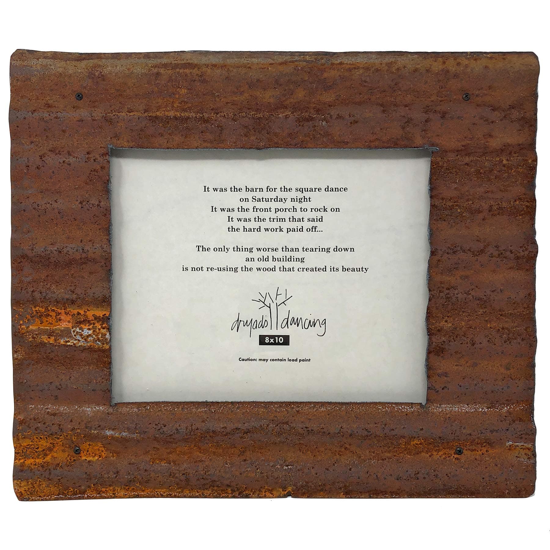 Reclaimed Corrugated Roof Tin Frame, 8x10, Rust