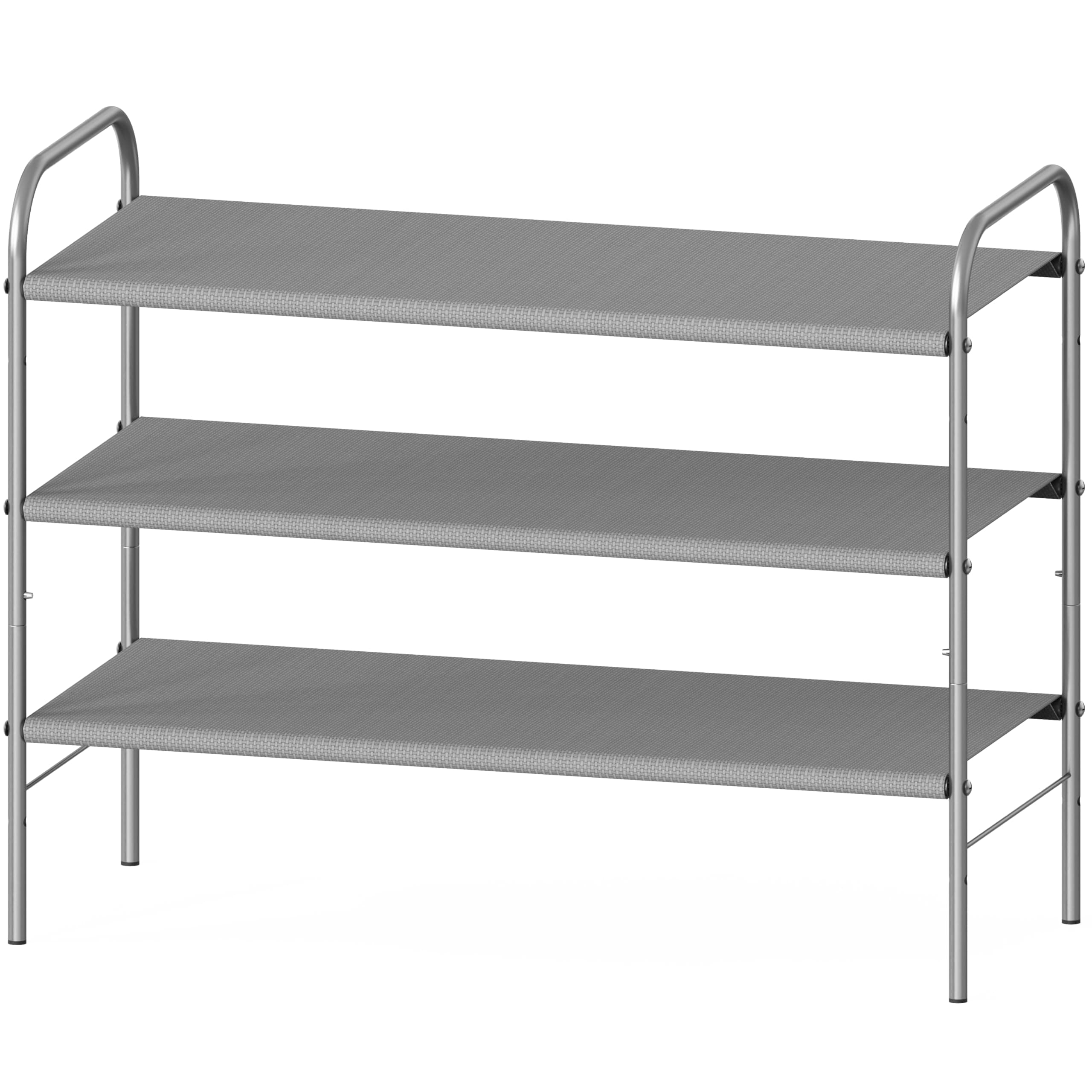 3-Tier Shoe Rack Storage Organizer, Grey – Space-Saving Shoe Shelf, Holds 9–16 Pairs, Sturdy Metal Frame, Easy Assembly – Closet, Entryway, Bedroom Shoe Storage Solution
