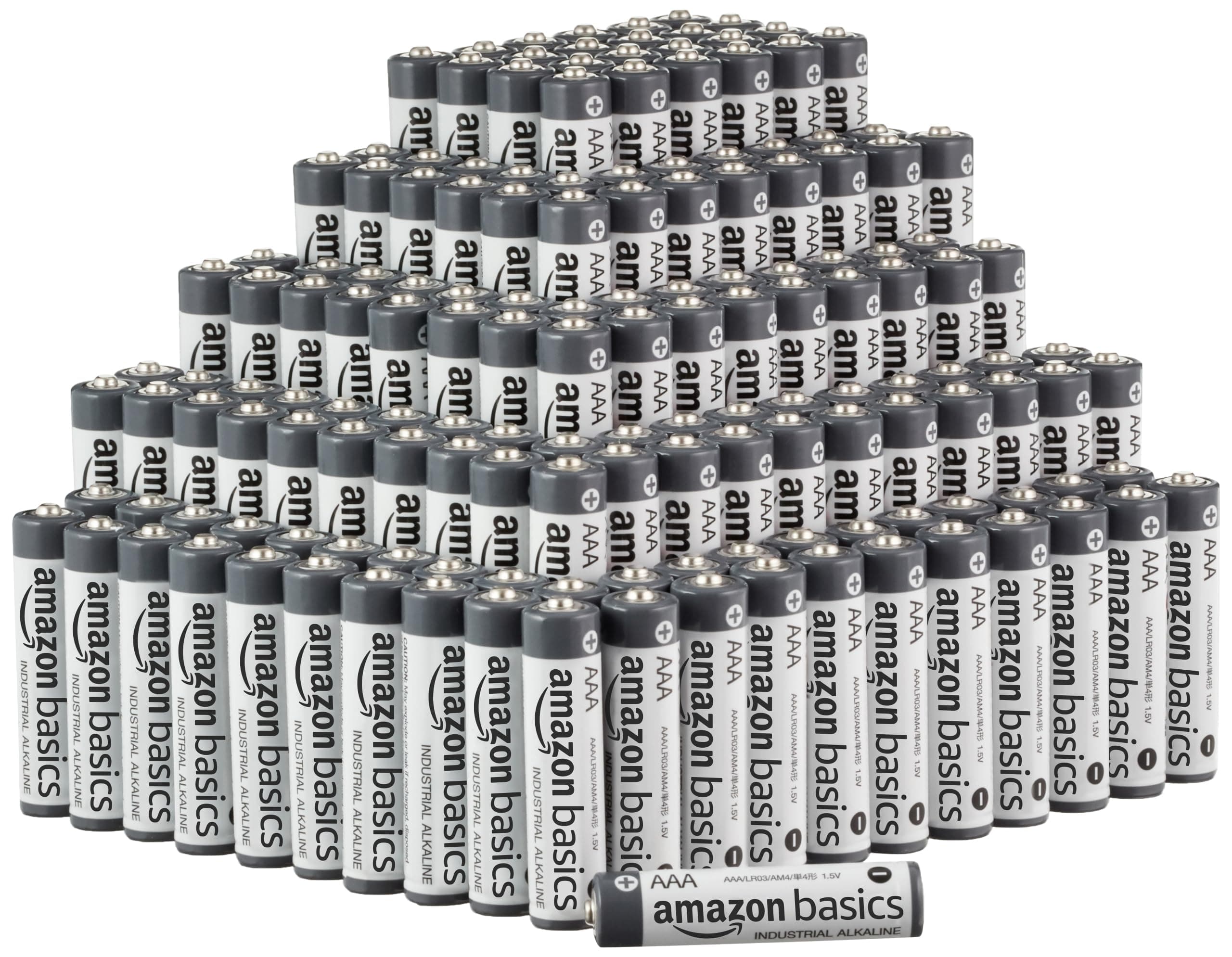 AAA Alkaline Industrial Batteries, 1.5 Volt, 5-Year Shelf Life, 250 Count (Pack of 1)