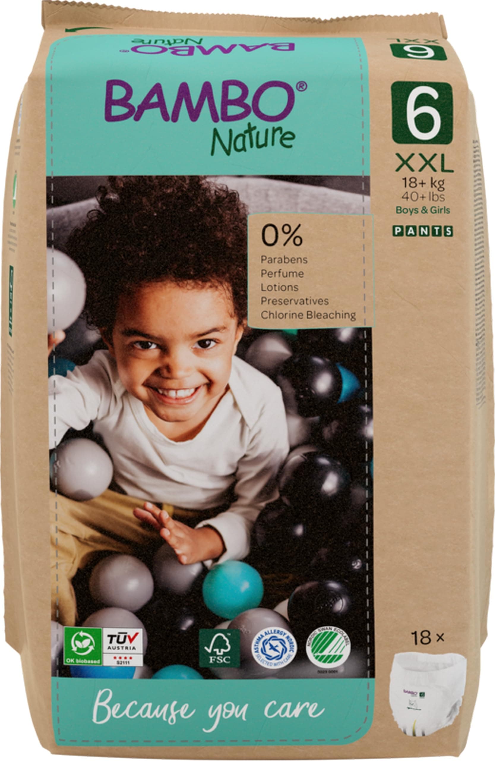 Premium Training Pants (Size 6 XXL 18+kg), 18PK, Pull Ups, Eco-Labelled Potty Training Pants, Secure, Comfortable, Discreet for Active Day and Comfy Night's Sleep