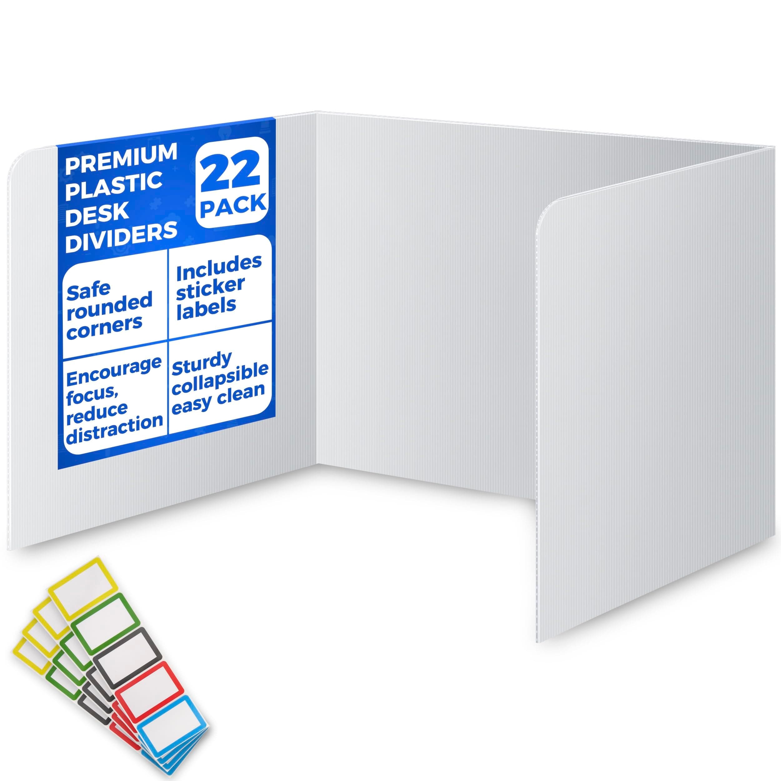 22-Pack White Classroom Privacy Shields, Desk Dividers for Student Desks