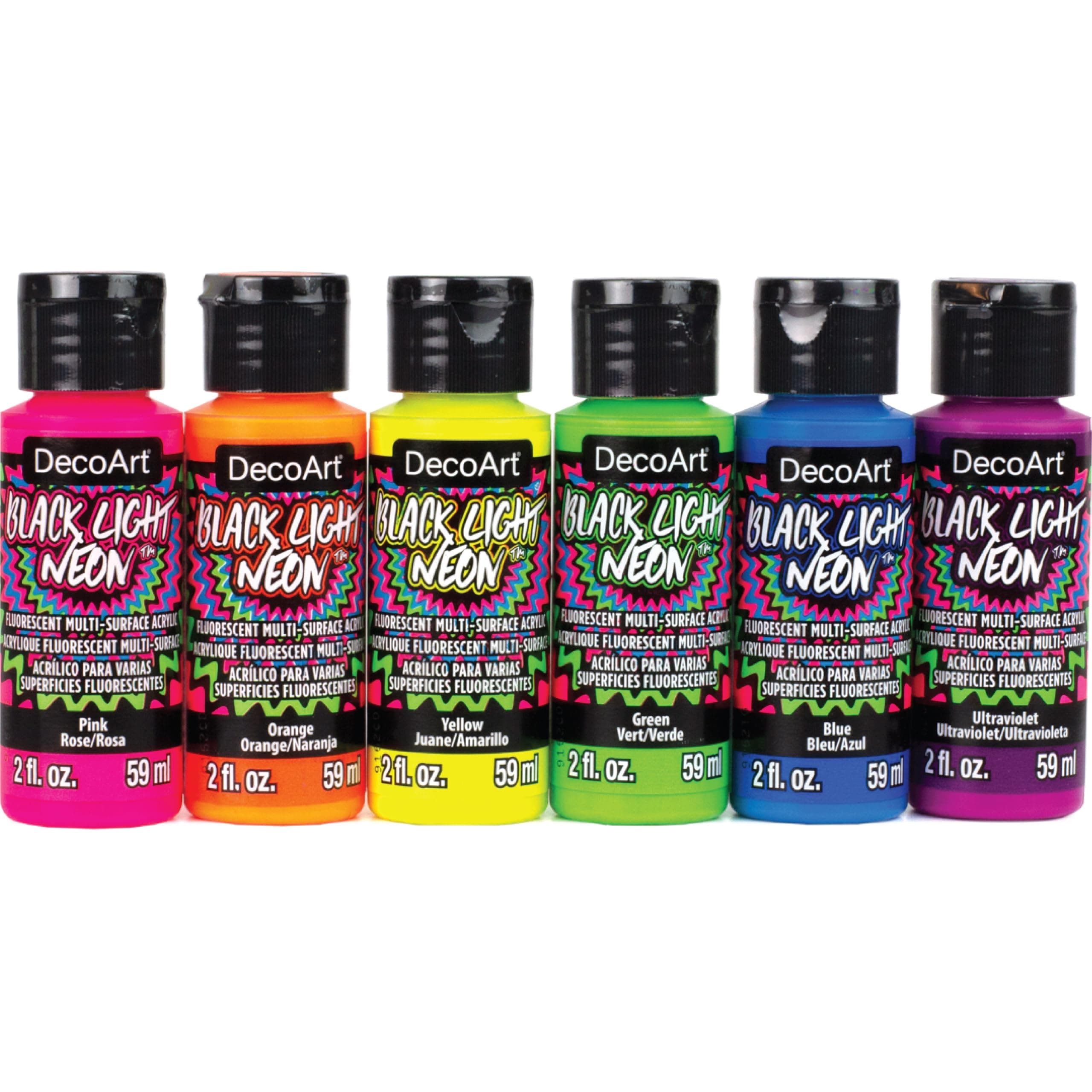 Americana Black Light Neon Acrylic Paint Pack 6/Pkg