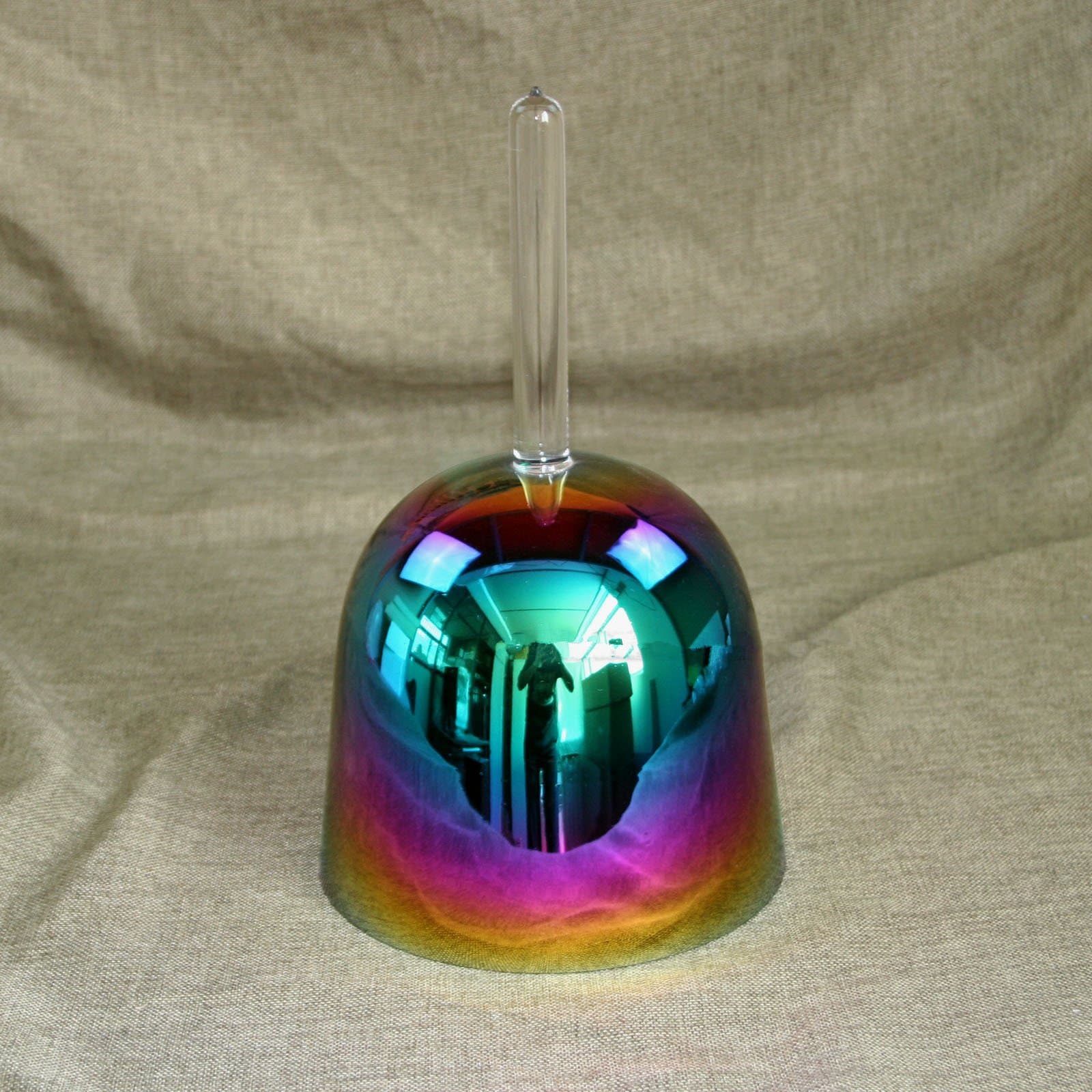 Seven Color Crystal Singing Bowl With Handle Note G 4th Octave 14cm