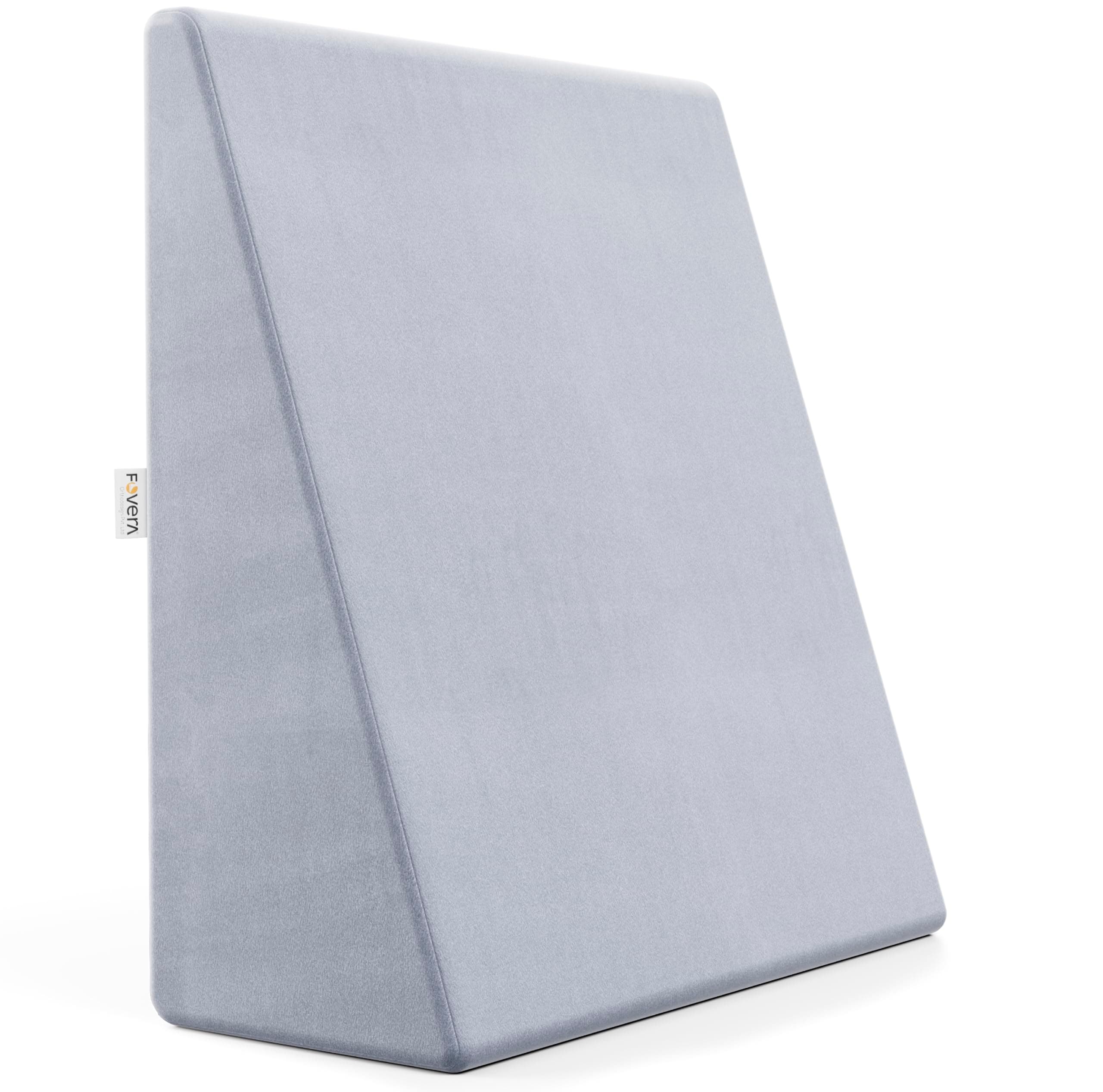 FOVERA Bed Wedge Pillow with Memory Foam, Back Support Cushion for Acid Reflux, GERD, Snoring, Post Surgery, Pregnancy and Relaxing in Bed (Velvet Grey, Small - 20 x 20 x 7 Inch, Pack of 1)