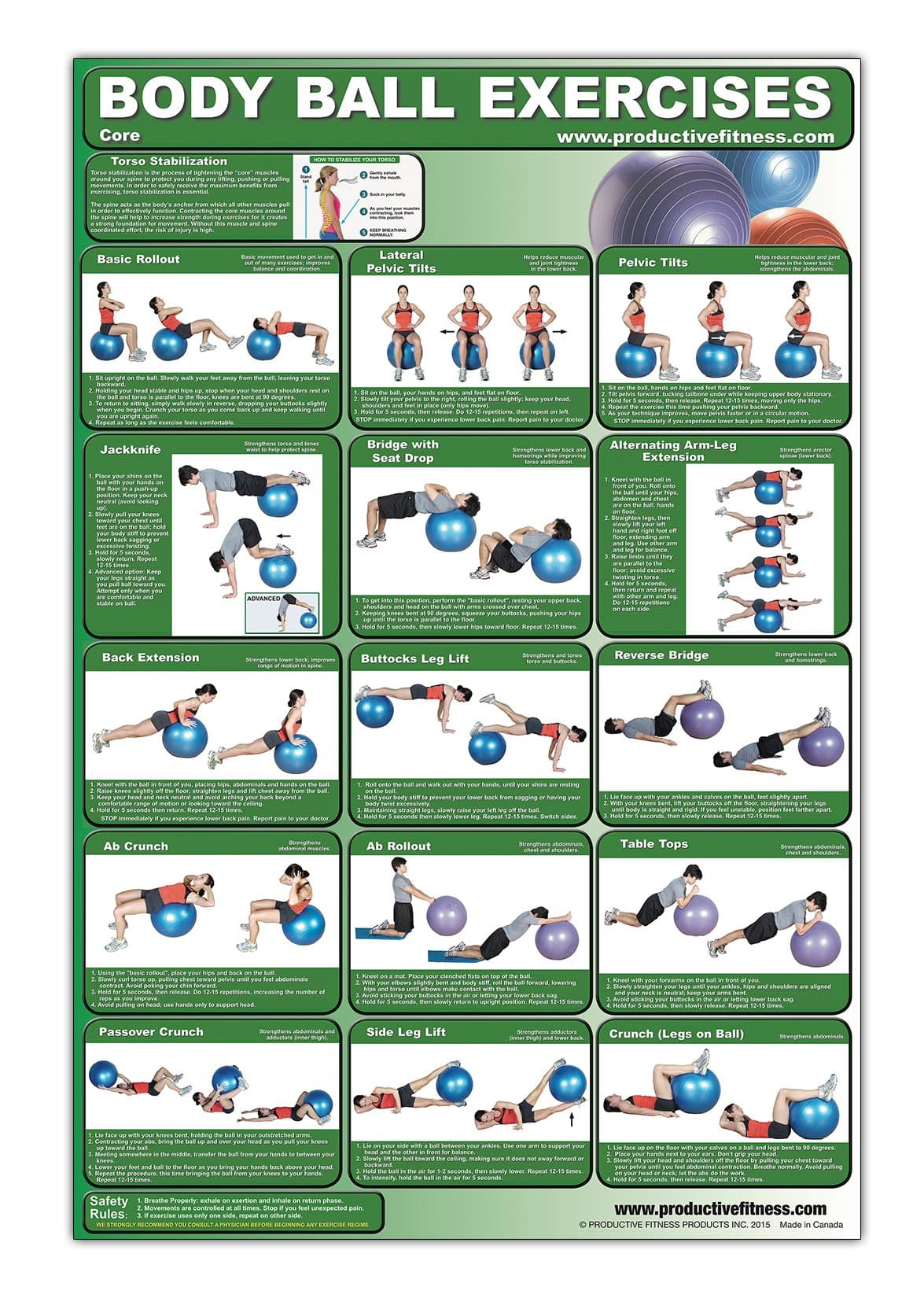 Home Gym Work Out Poster - Laminated (Many Exercises)
