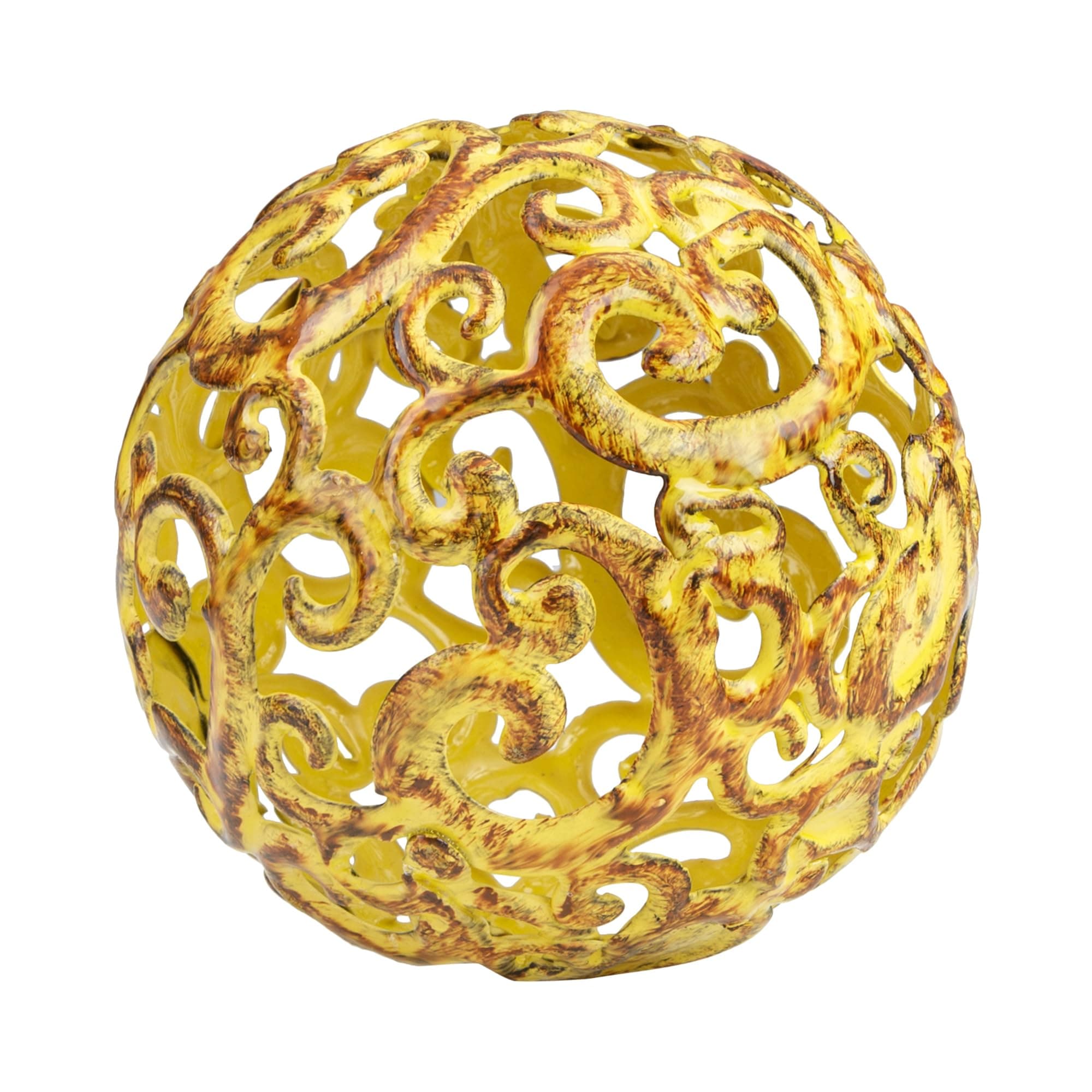 Yellow Fancy Metal Decorative Sphere