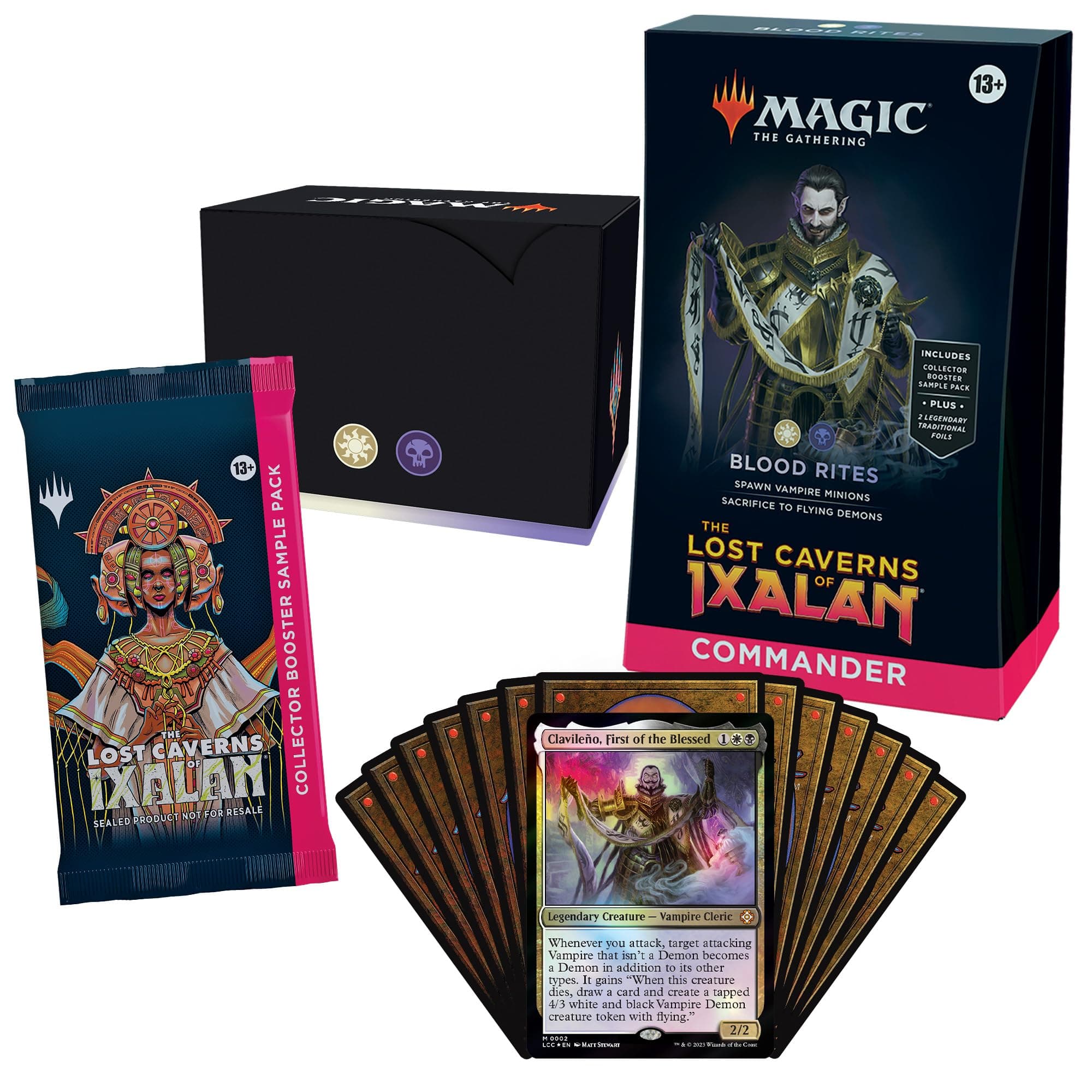 Magic: The Gathering The Lost Caverns of Ixalan Commander Deck - Blood Rites (100-Card Deck, 2-Card Collector Booster Sample Pack + Accessories)