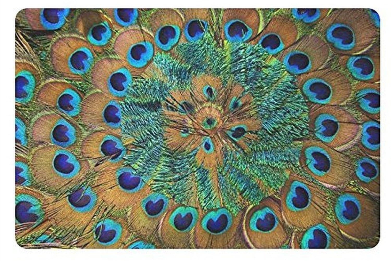 Custom Peacock Feather Bath Mats and Rugs, Polyester Fabric Non Slip Rubber Backing for Bathroom Kitchen , 31L x 20W Inch (peacock feather)