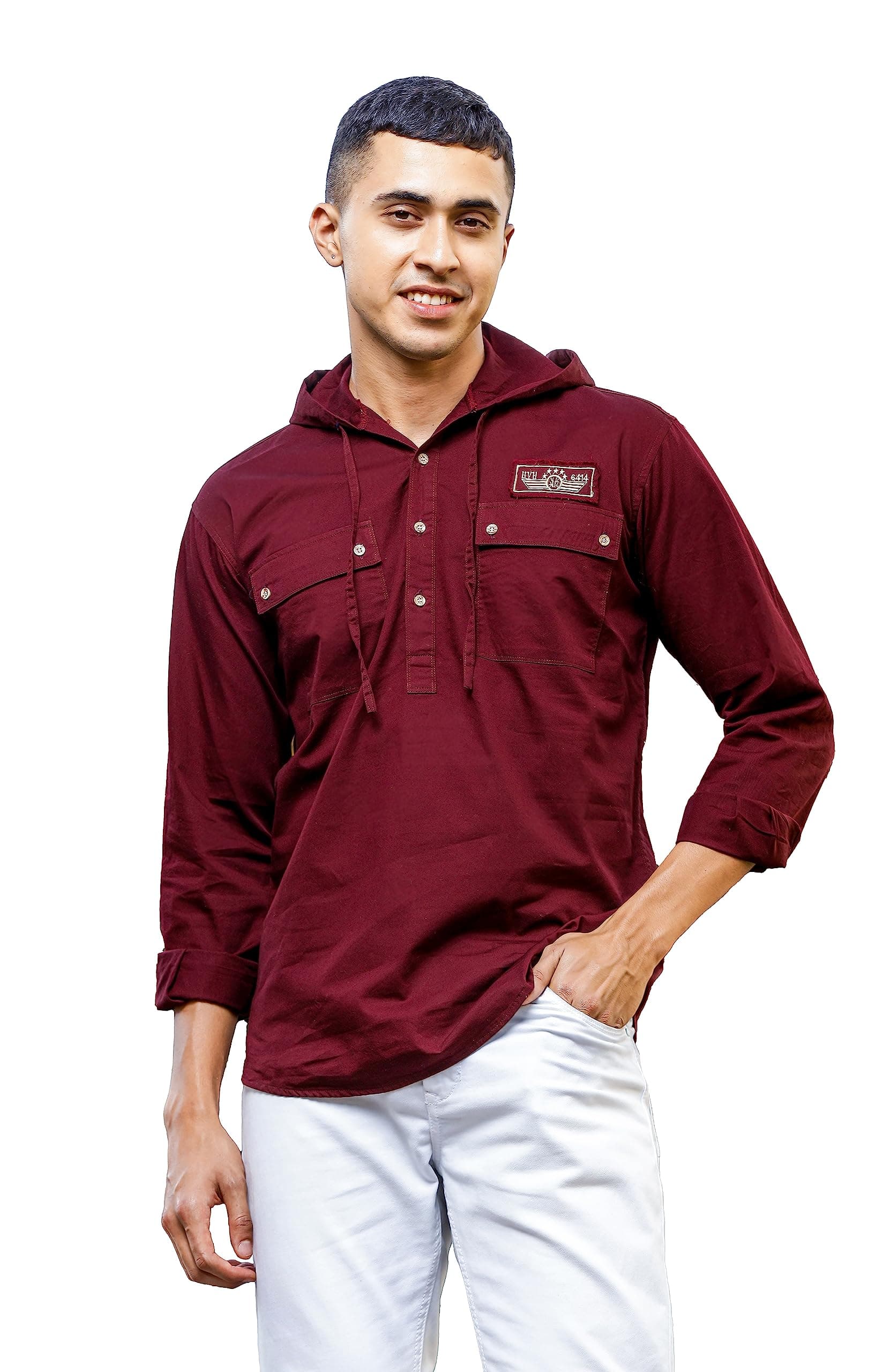 BE ACTIVEMen's Solid Slim Fit Cotton Casual Shirt with Spread Collar & Full Sleeves