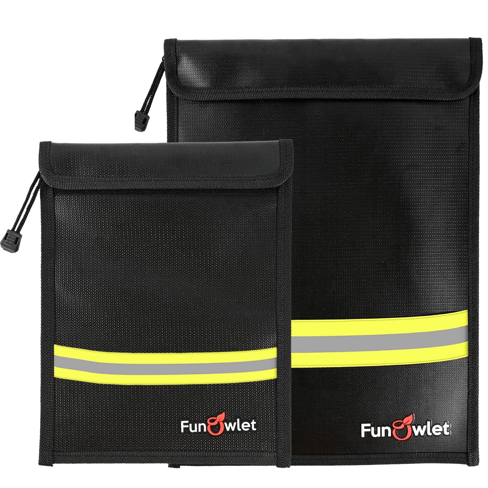 Fireproof Waterproof Money Document Bag - 2 Pack Safe Upgraded Zipper Bags