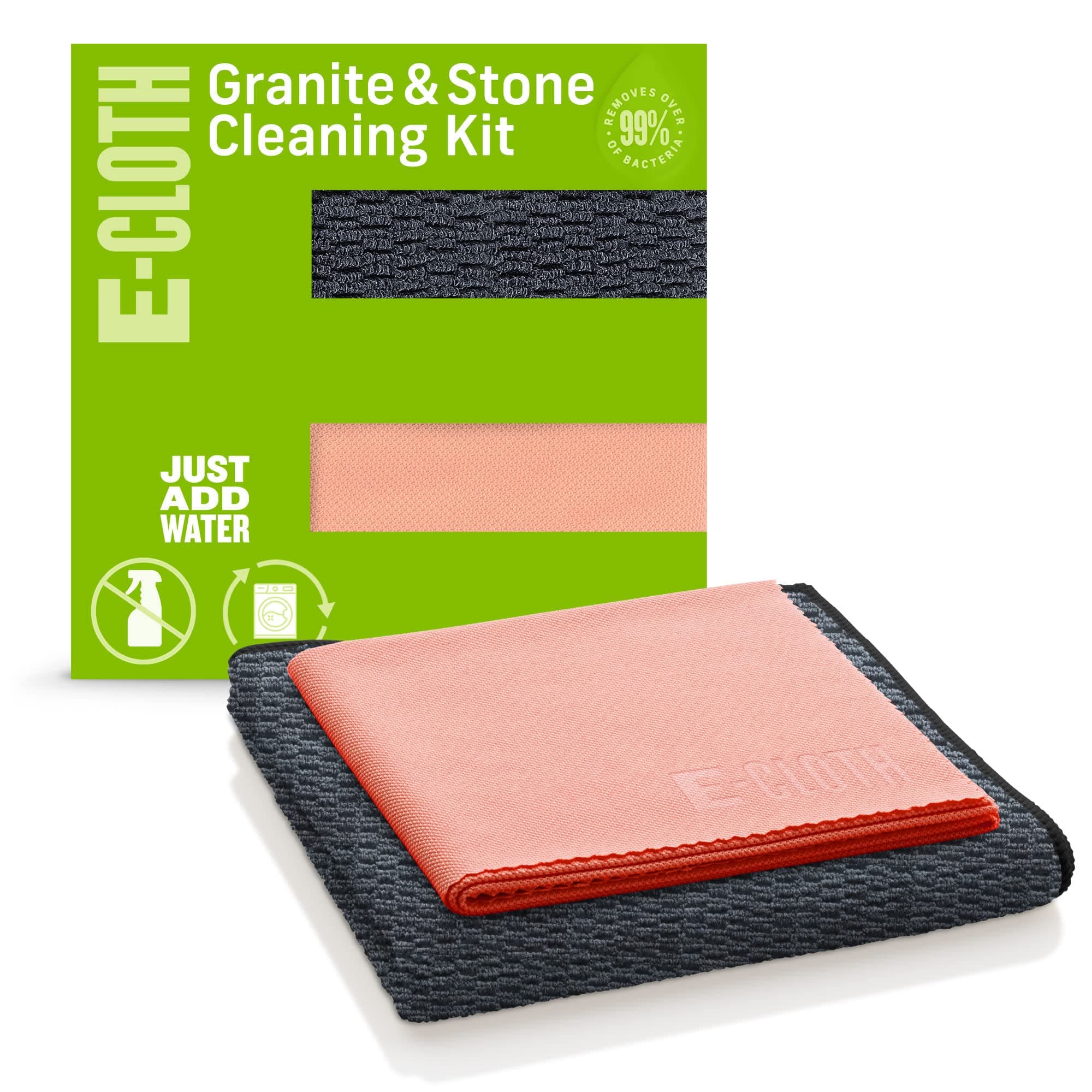 Granite & Stone Cleaning Kit, Premium Microfiber Cleaning Cloth, Ideal Cleaner and Polish for Granite, Marble and Other Stone Countertops, 100 Wash Guarantee, 2 Cloth Set