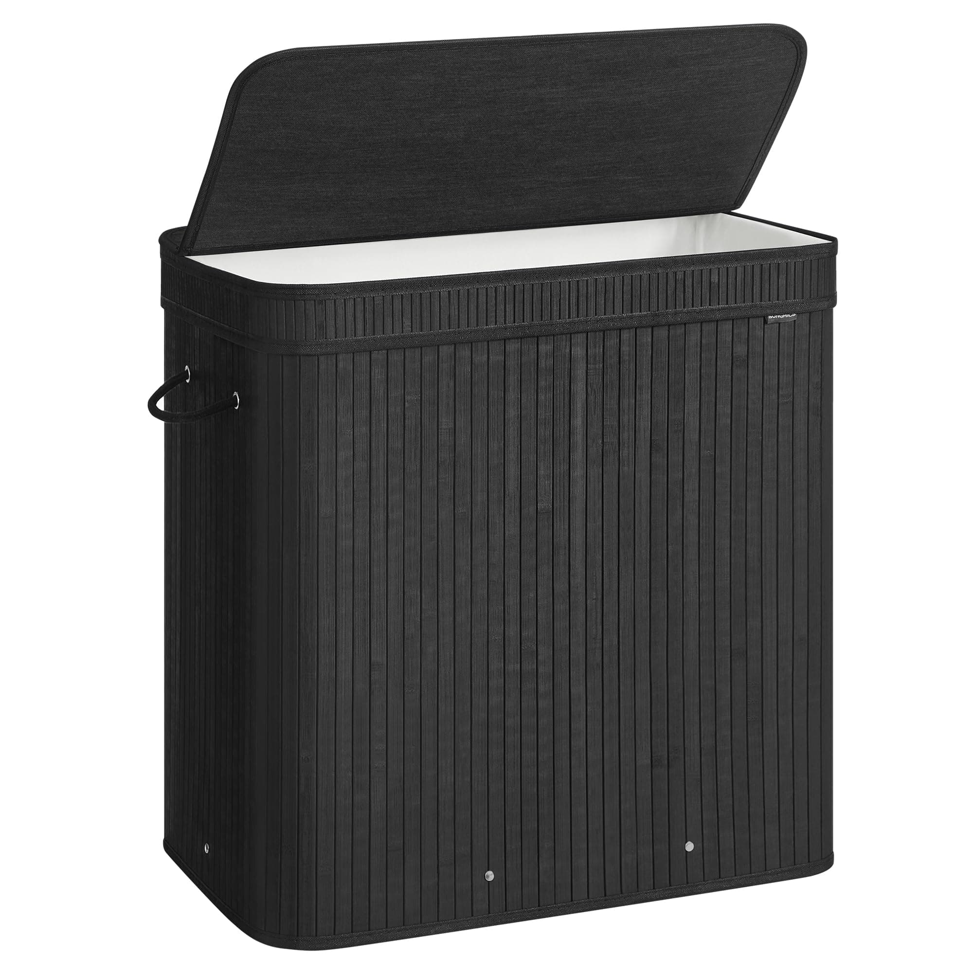 Laundry Hamper with Lid, Bamboo Laundry Basket, Removable Machine Washable Laundry Basket, with Handles, 39.6-Gallons, for Laundry Room, Bedroom, Bathroom, Ink Black ULCB062B01