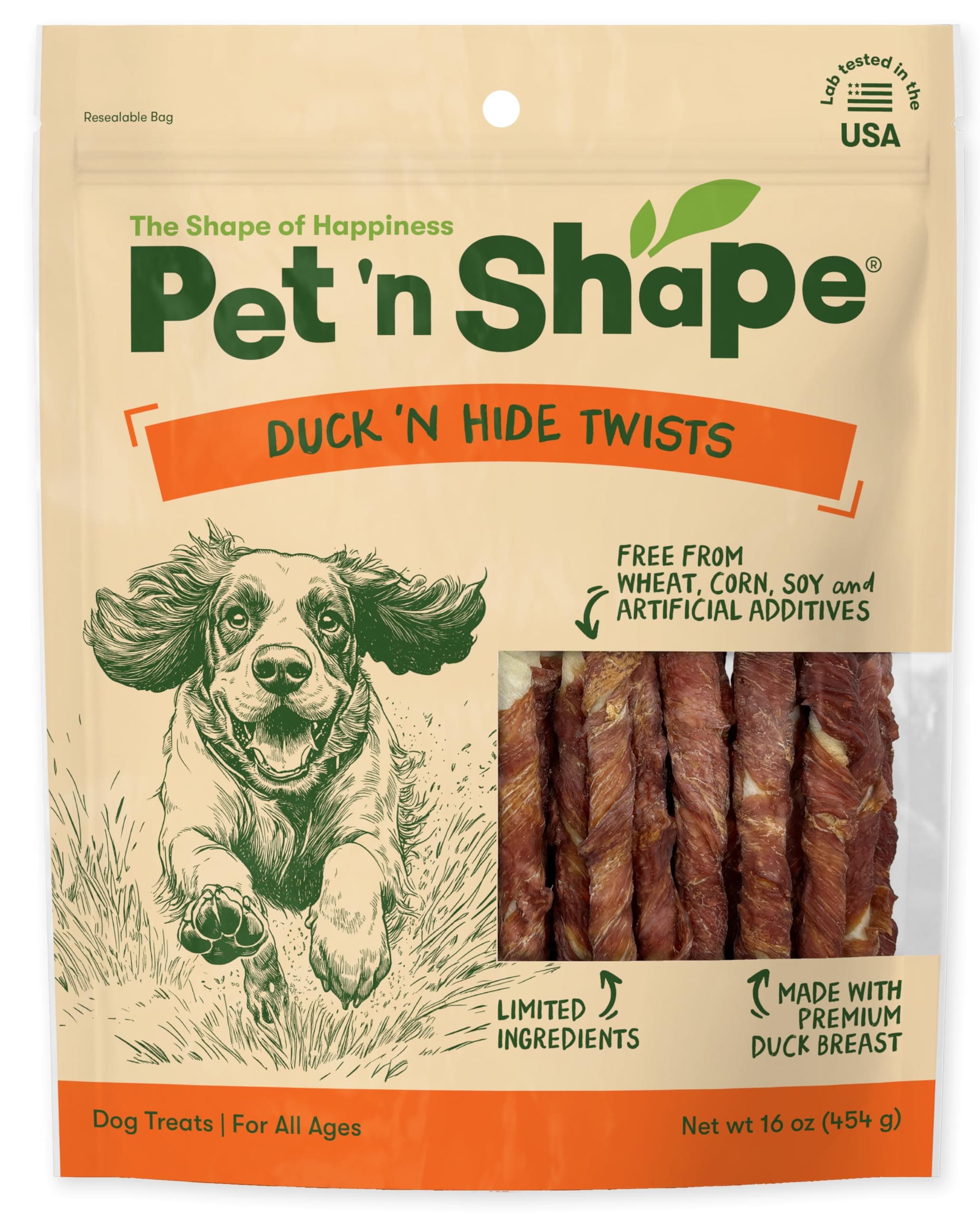 Pet 'n Shape Duck 'n Hide Twists - Duck Wrapped Rawhide Natural Dog Treats, Small, 1 Pound (Pack of 1)