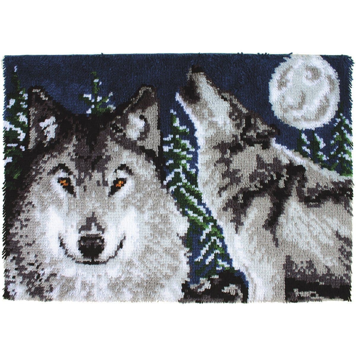 Wonderart Midnight Wolves Latch Hook Kit, 27" X 40"