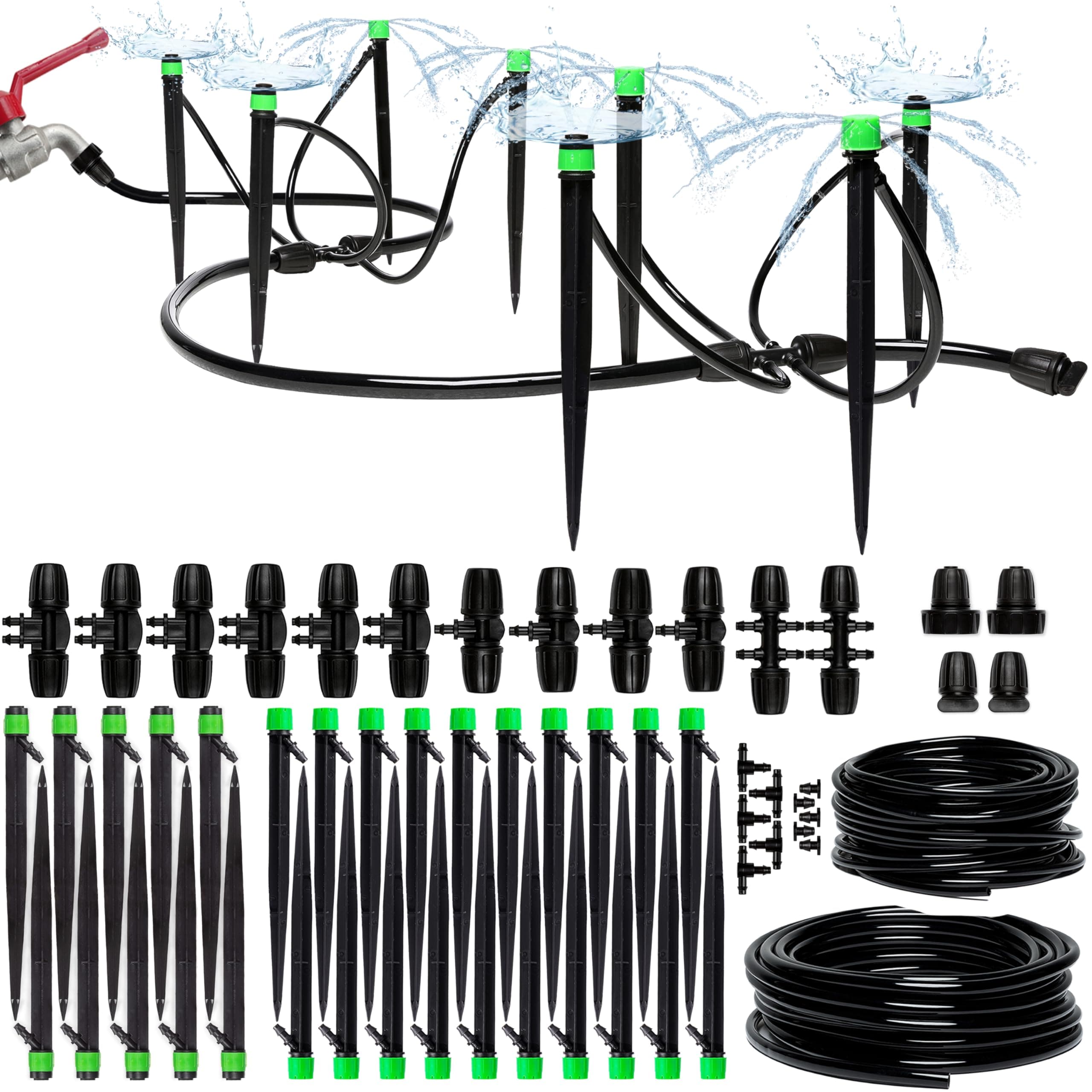 CARPATHEN Drip Irrigation System Kit - Complete Premium Garden Watering System with Adjustable Sprinkler Emitters, 5/16" & 1/4" Tubing and Fittings - Drip Line for Raised Beds, Lawn, Pots, Greenhouse