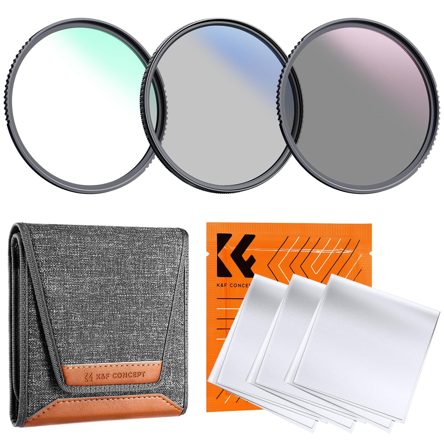 52mm UV/CPL/ND Lens Filter Kit (3 Pieces)-18 Multi-Layer Coatings, UV Filter + Polarizer Filter + Neutral Density Filter (ND4) + Cleaning Cloth+ Filter Pouch for Camera Lens (K-Series)