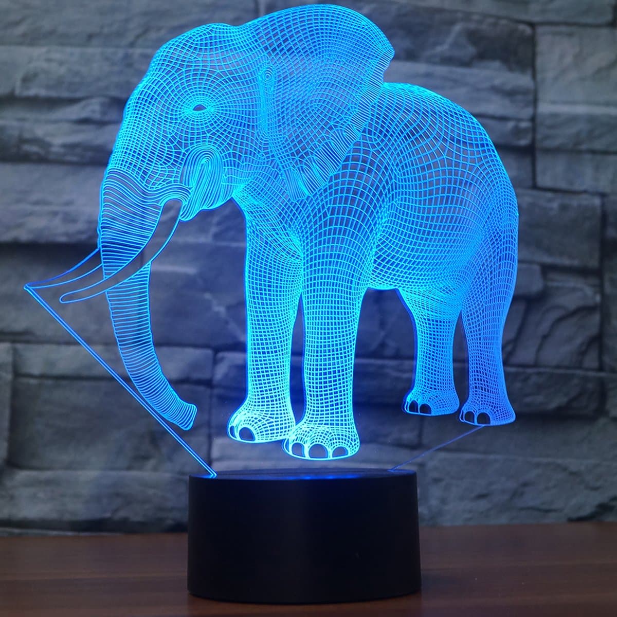 YiKAiLi Elephant 3D Illusion Lamp LED Night Light, USB Powered 7 Colours Flashing Touch Switch Bedroom Decoration Lighting for Kids Christmas Gift