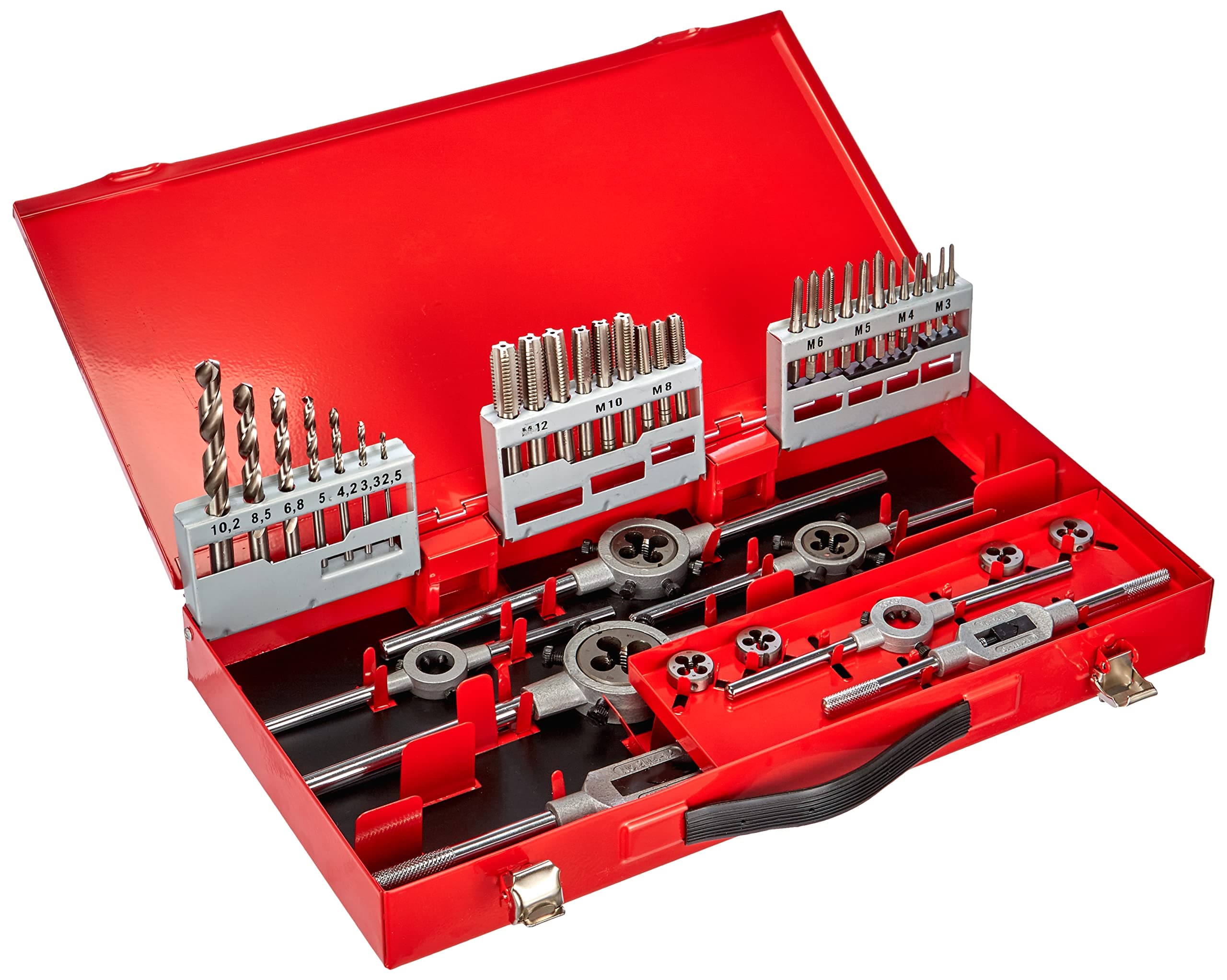 HSS Thread Cutting Tool Set Steel Case, Bright Finish, 44 Pieces, R245030