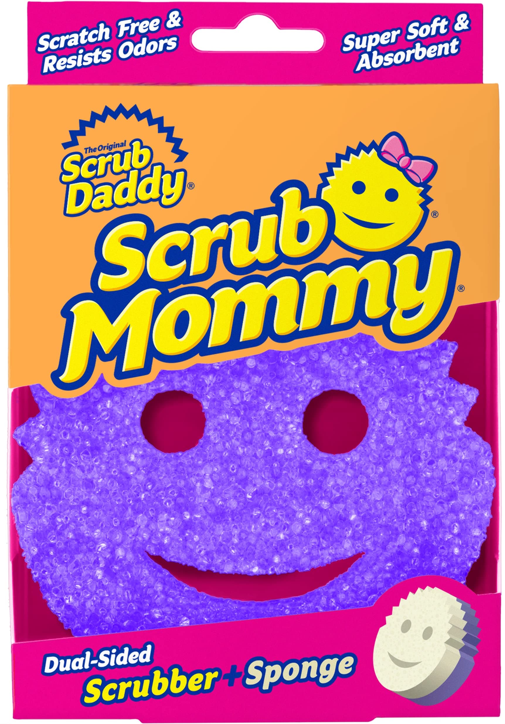 Scrub Daddy Dual Sided Sponge with Soft Absorbent and Scratch-Free Scrubbing Sides - 2 Count