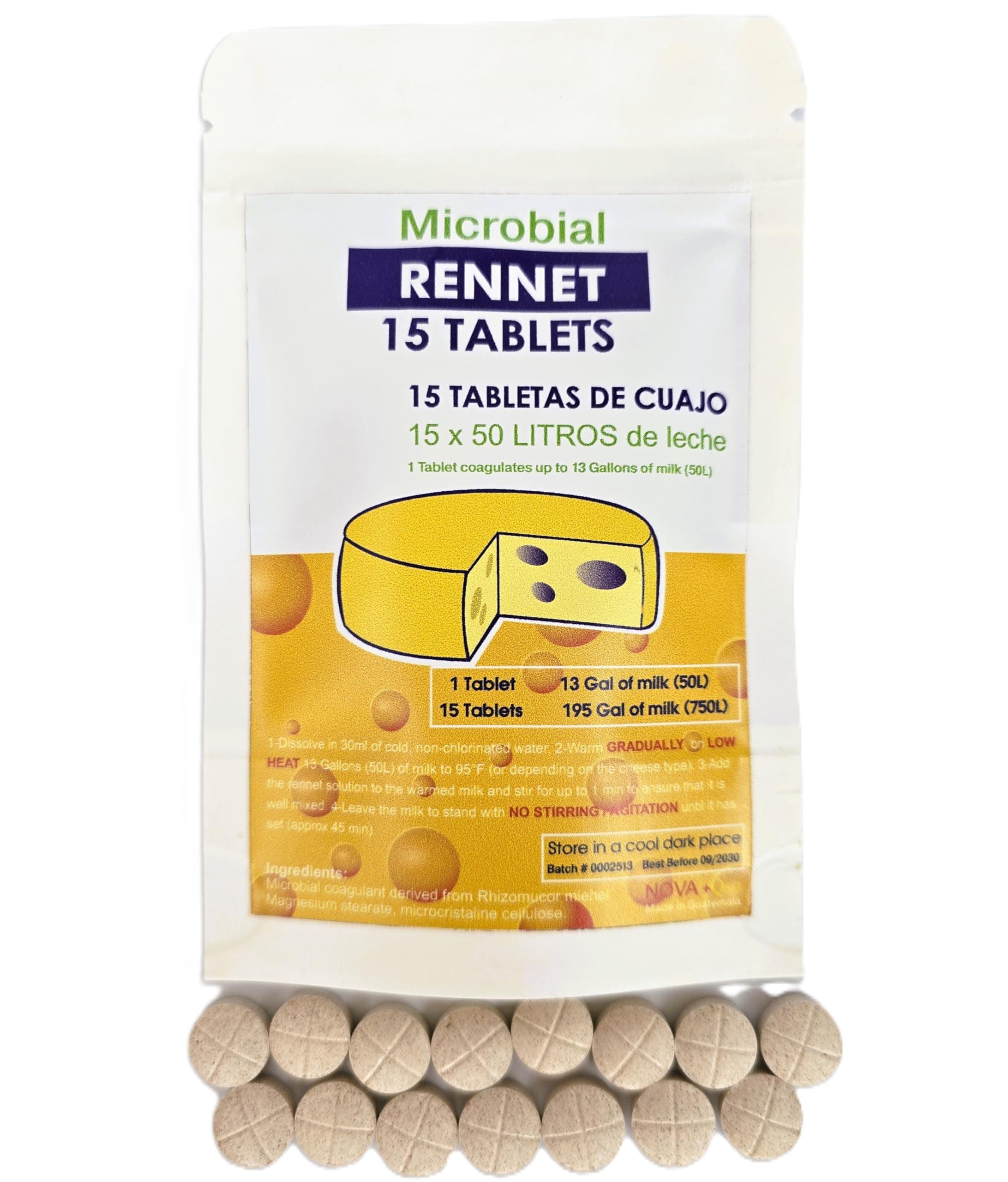 15 x Cuajo TITANIUM® RENNET Tablets For any type of cheese 15 TABLETS FOR 750L OF MILK