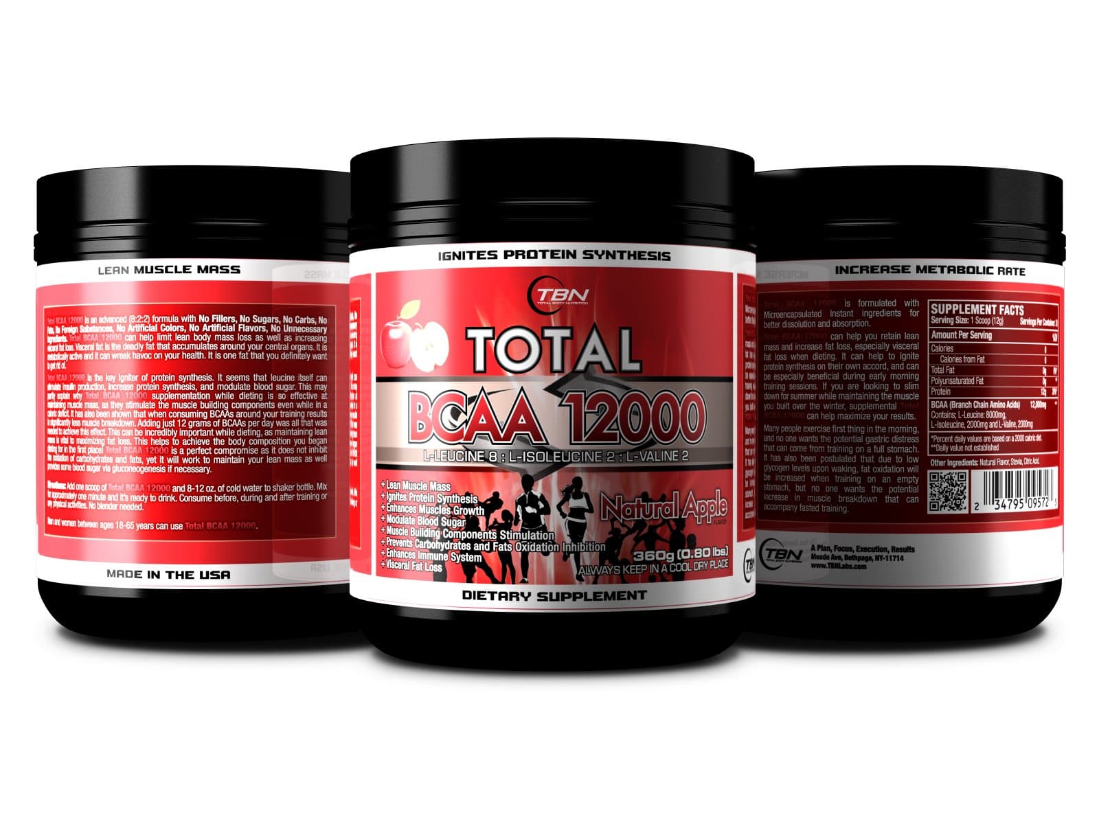 TBN Labs 8:2:2 Ratio Enriched Total BCAA 12000 is one of the most Bioactive BCAA Voted By NPC Bodybuilders. L-Leucine 8: L-Isoleucine 2: L-Valine 2 Best Use For:EACH BOTTLE OF Total BCAA 12000® PERFORMANCE FUEL CONTAINS THREE HUNDRED SIXTY (360) GRAMS OF HIGH QUALITY BRANCH CHAIN AMINO ACIDS TO FEED YOUR MUSCLES. .. (Chilled Raspberry)