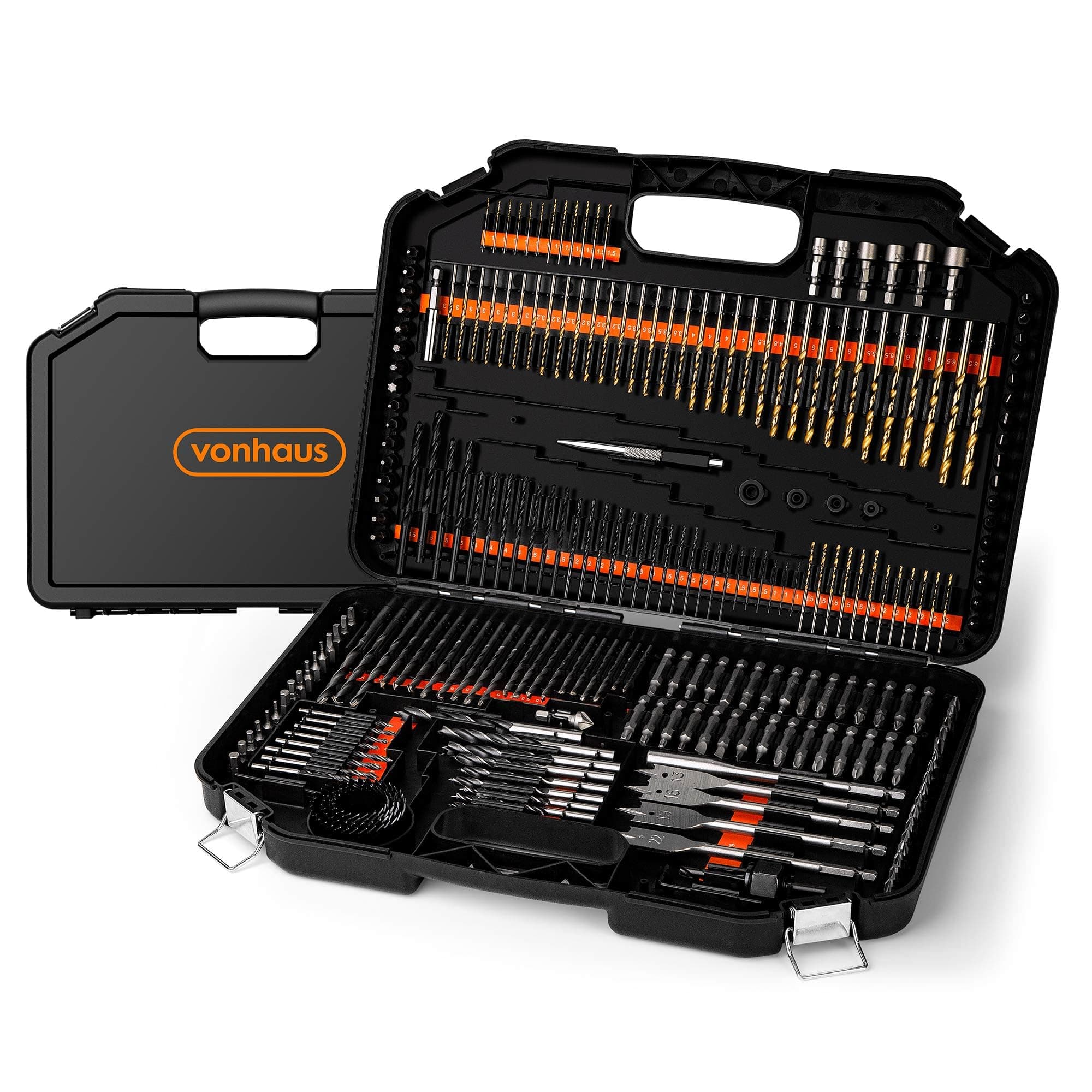 246pc Combination Drill Bit Set - Includes HSS Titanium Twist Drill bits, Masonry Drill Bits, Wood Drill Bits, Screwdriver Bits & More in Storage Case - for Metal, Masonry, Wood & Plastics