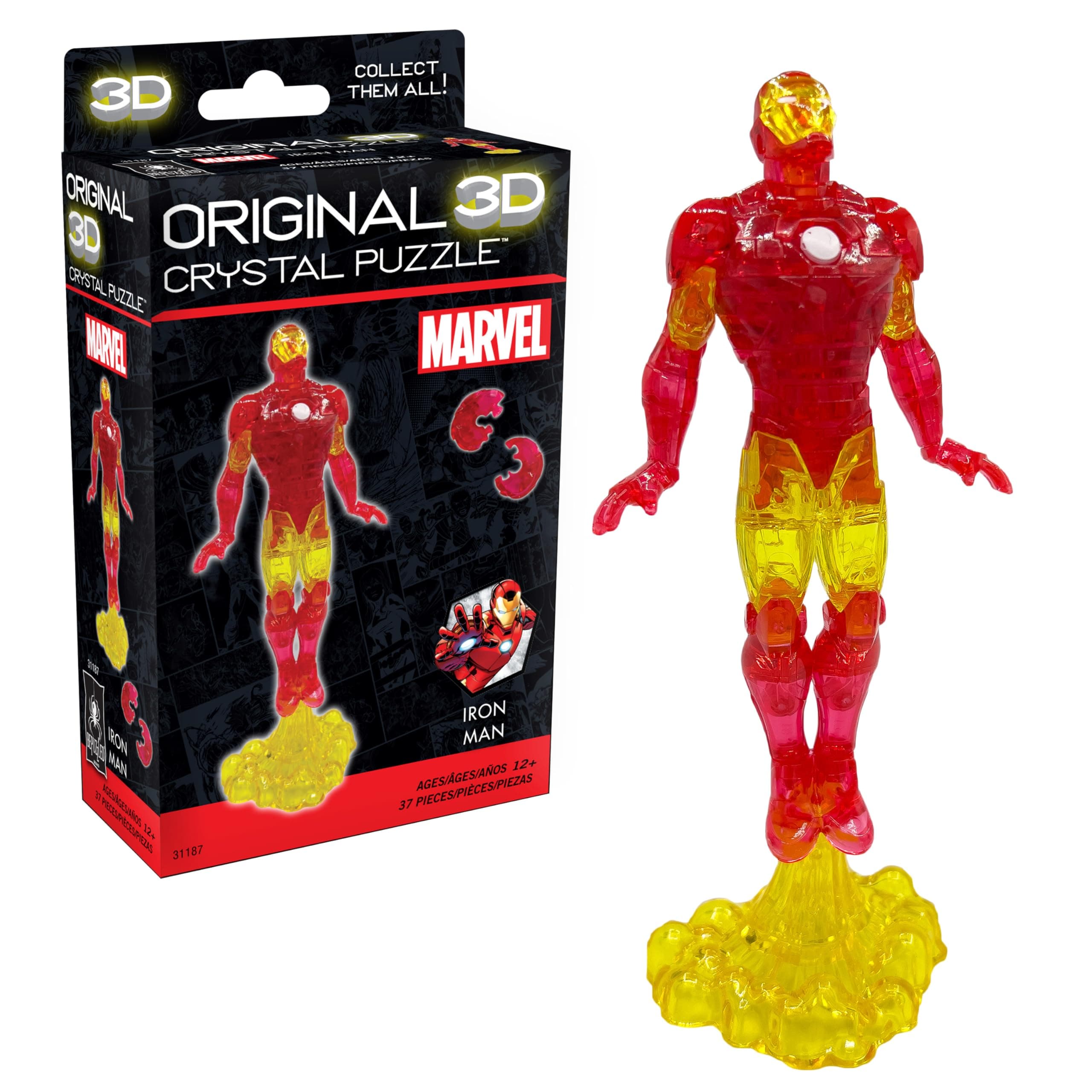 BePuzzled, Marvel Iron Man Super Hero Original 3D Crystal Puzzle, Perfect for Puzzlers Ages 12 and Up, Challenging to Complete and Beautiful to Display, Collect Them All
