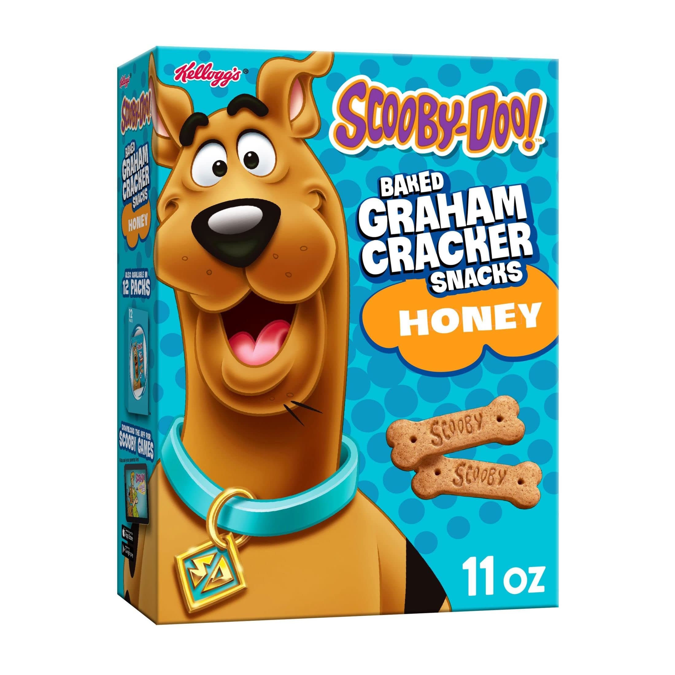 Kellogg's SCOOBY-DOO! Baked Graham Cracker Snacks, Lunch Box Snacks, Kids Snacks, Honey, 11oz Box (1 Box)