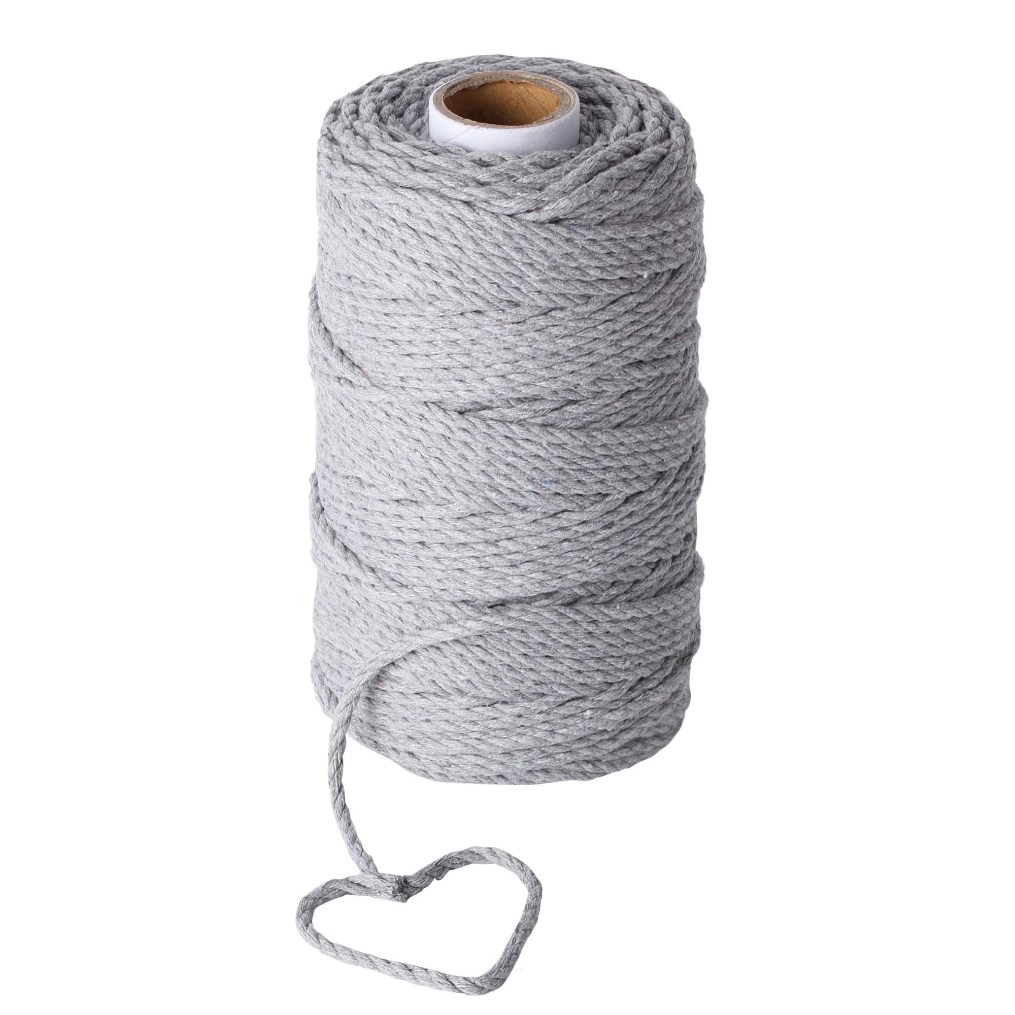 Stillness Crafts Macrame Cord 4mm Grey - Best for Macrame Plant Hangers Macrame Wall Hanging Macrame Supplies Cotton Yarn Macrame Rope