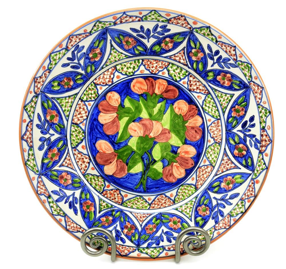 Ceramic Serving Platter, Mediterranean Blue and Red, Large