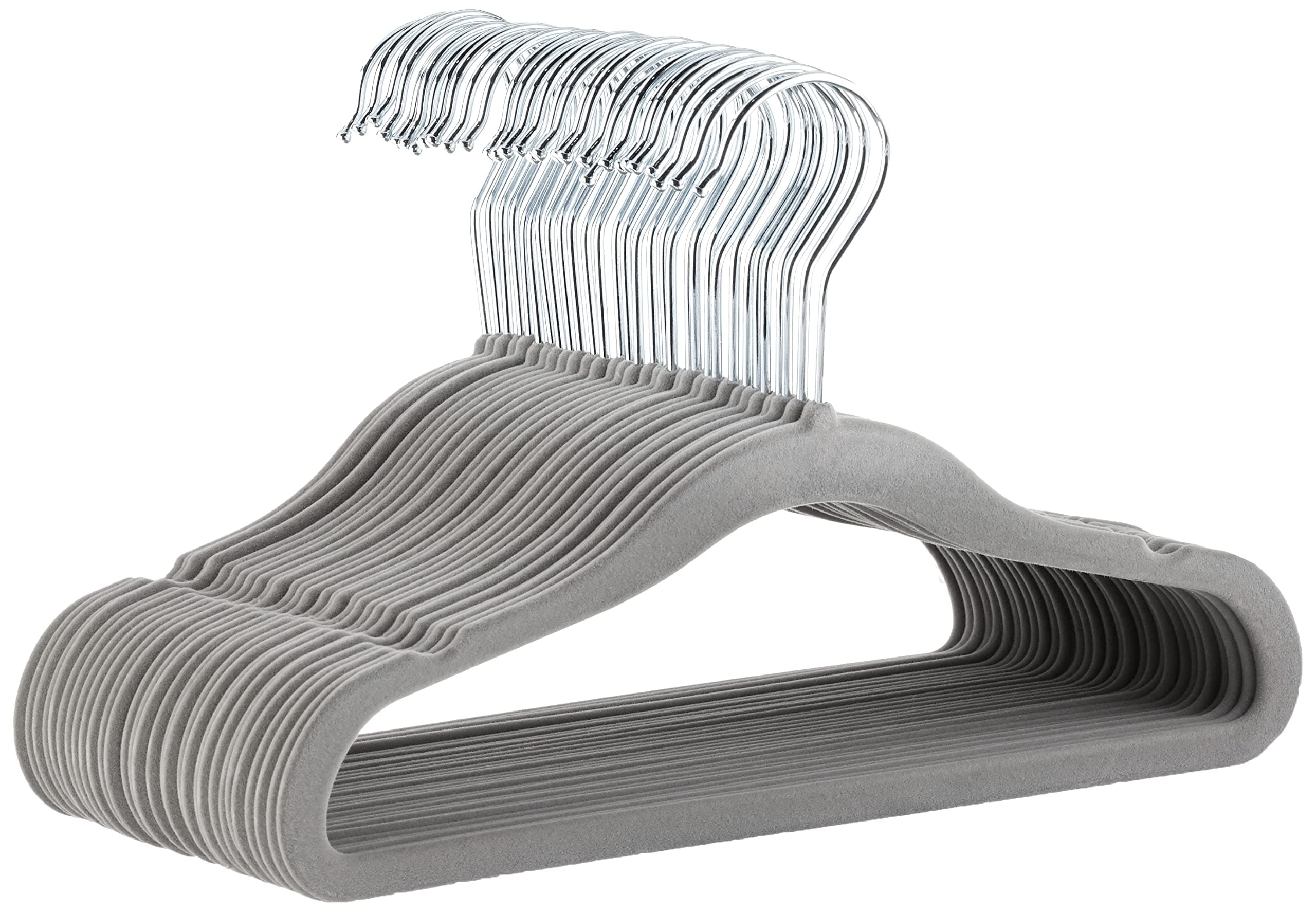 amazon basics Kids Velvet Hangers - 30-Pack, Grey