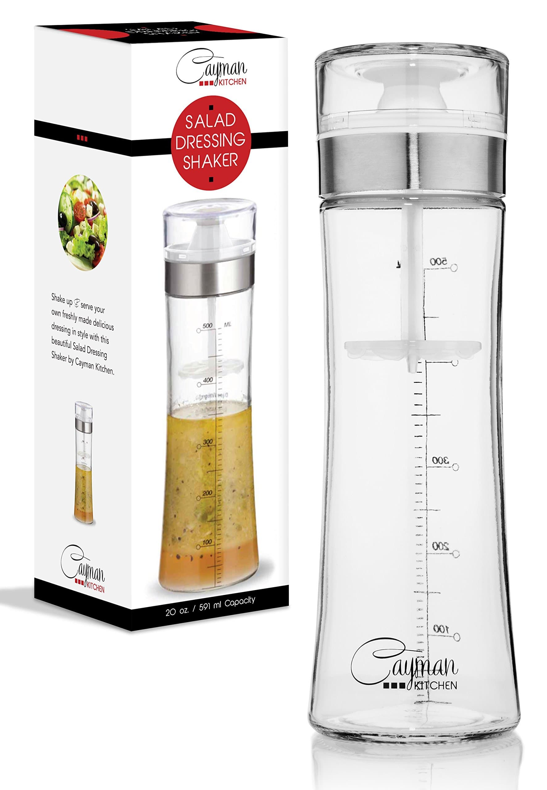 Premium Glass Salad Dressing Shaker