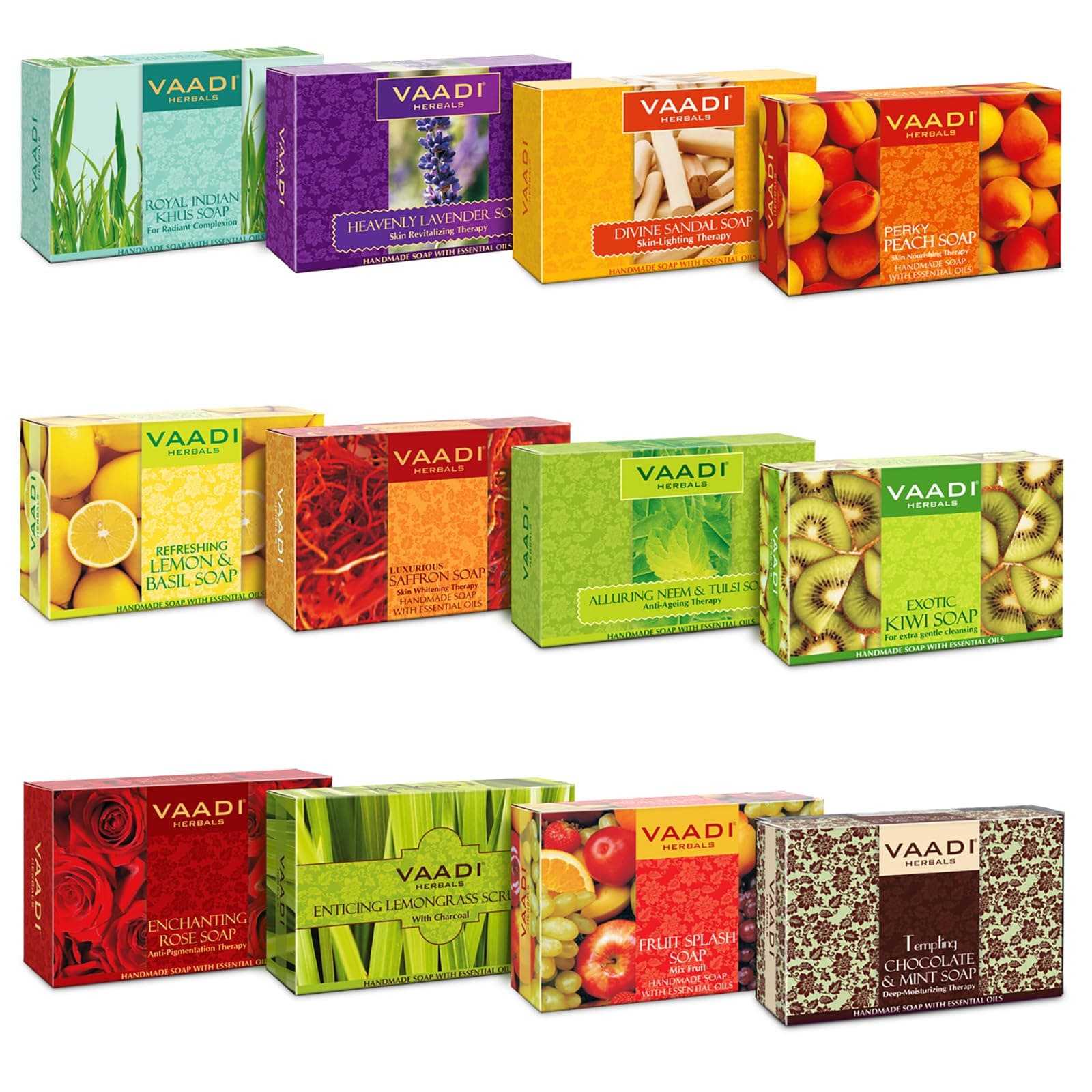 Assorted Luxurious Handmade Soaps, 75 g, Pack of 12