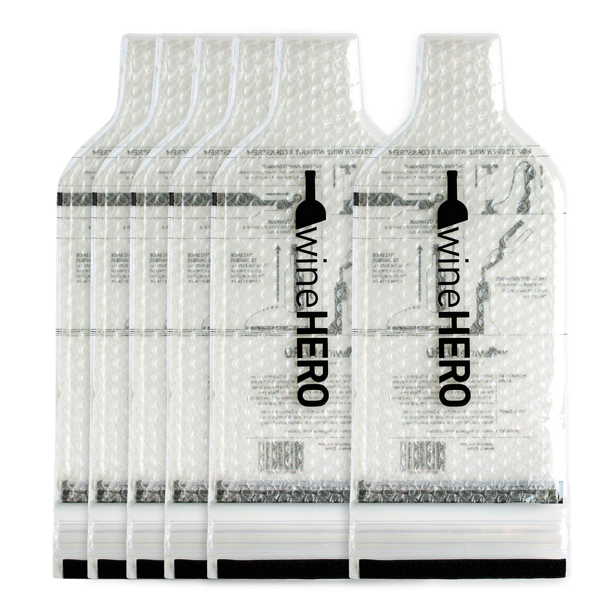 WineHead Plastic Reusable Leak Proof Travel Protector Bag (17.8 x 8.5 x 1.5-inches, Clear) 6 Pack
