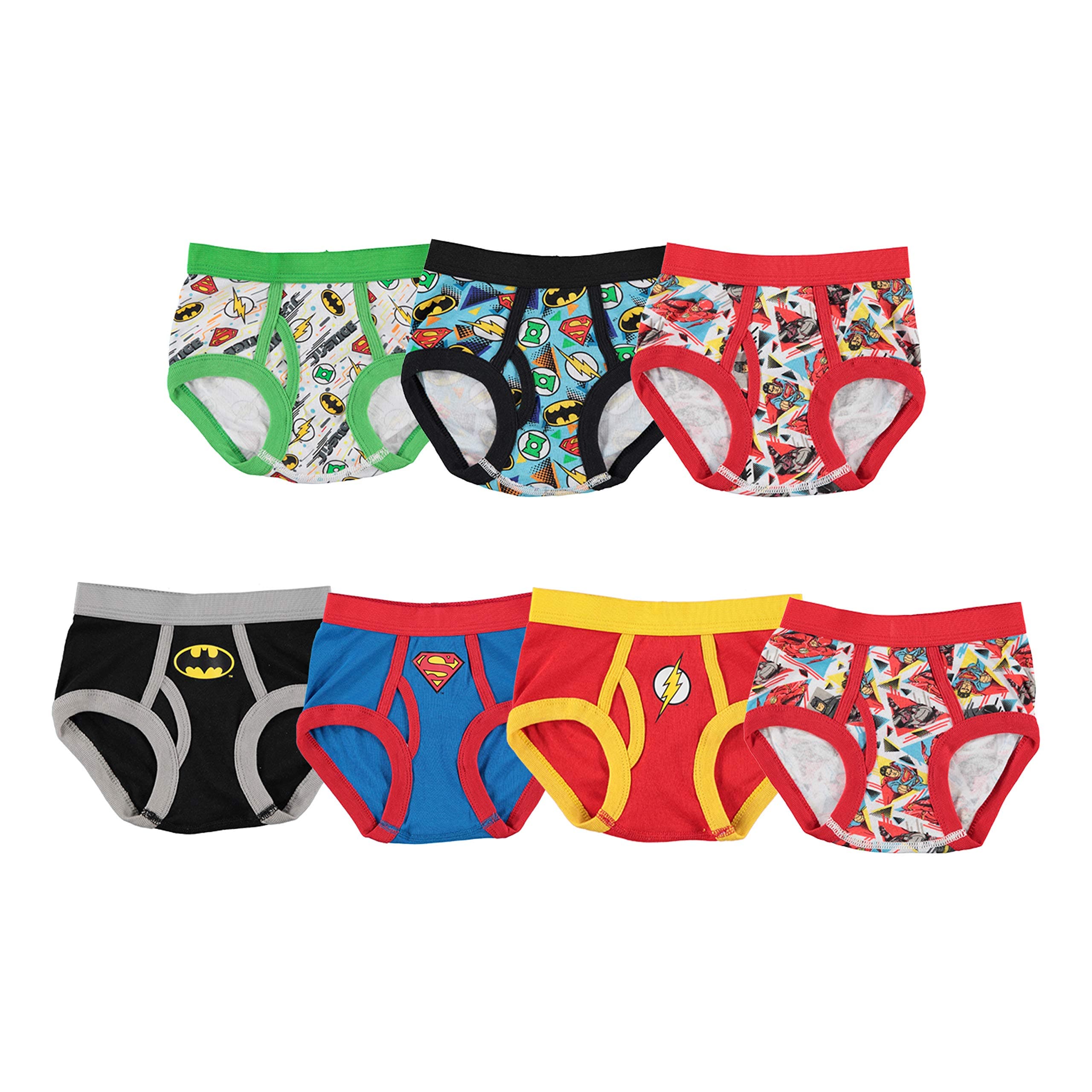 Boys' 100% Cotton Briefs With Prints Including Superman, Batman, the Flash Logos, Sizes 2/3t, 4t, 4, 6, 8