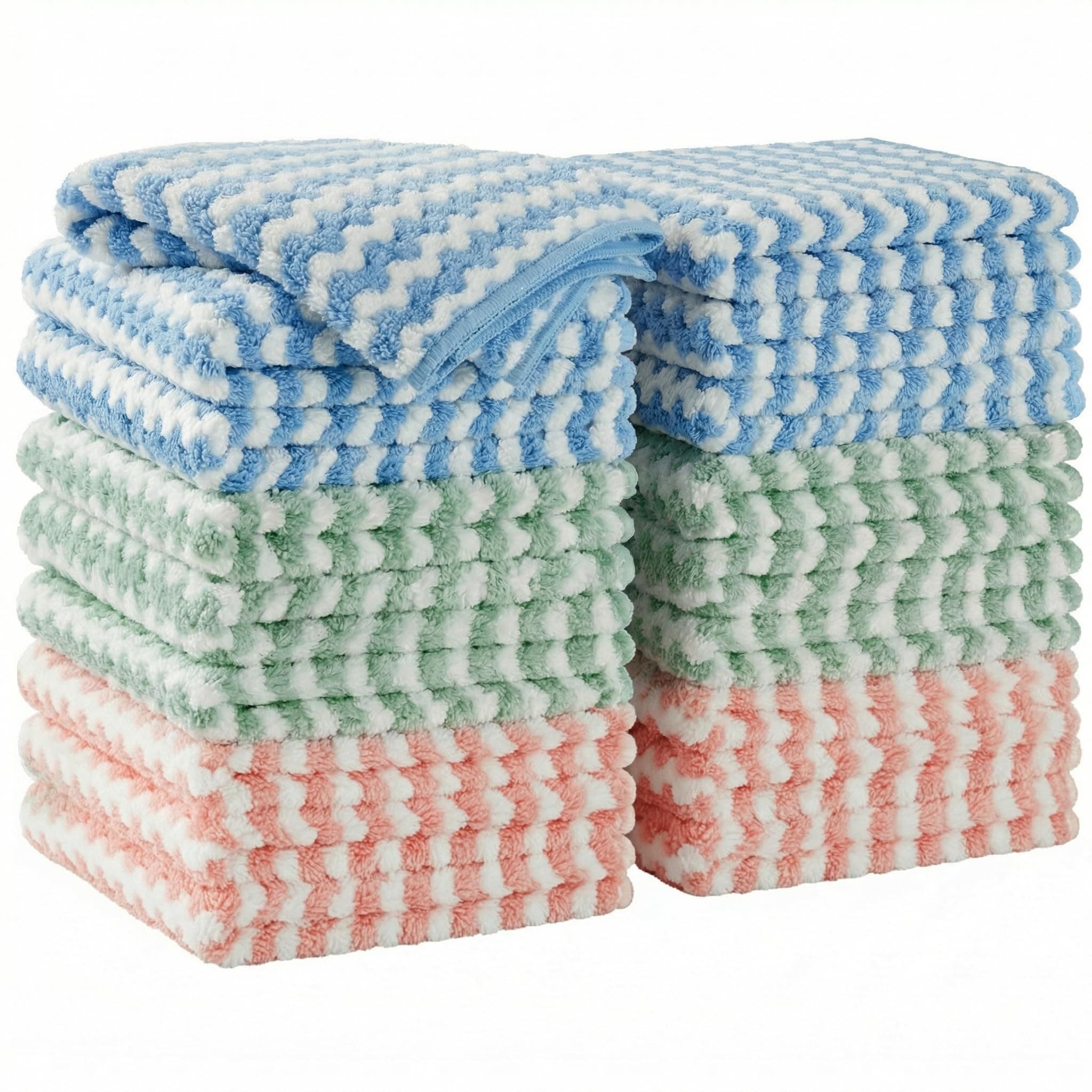 JOYMOOP 18 Pack Microfiber Cleaning Cloth, Kitchen Towels for Dish Drying Washing, Absorbent Streak Free Lint Free Rags for Cleaning, Reusable and Washable Towels - 10" x 10"