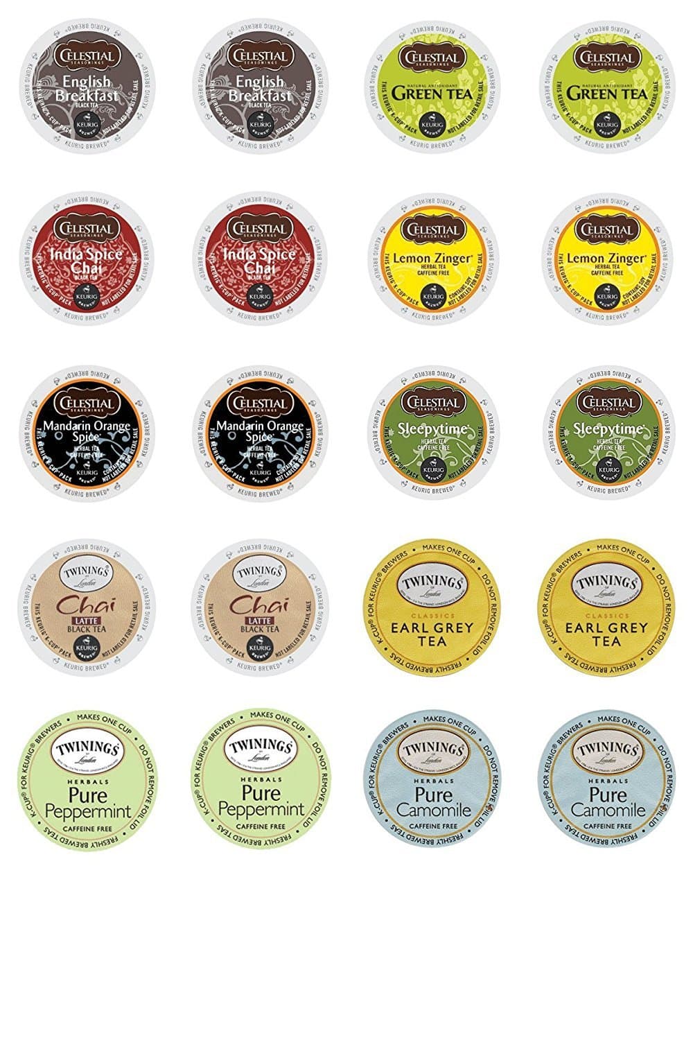 Twinings Hot Tea Variety Single Serve Sampler Pack - 20 Count/10 Flavors Per Box