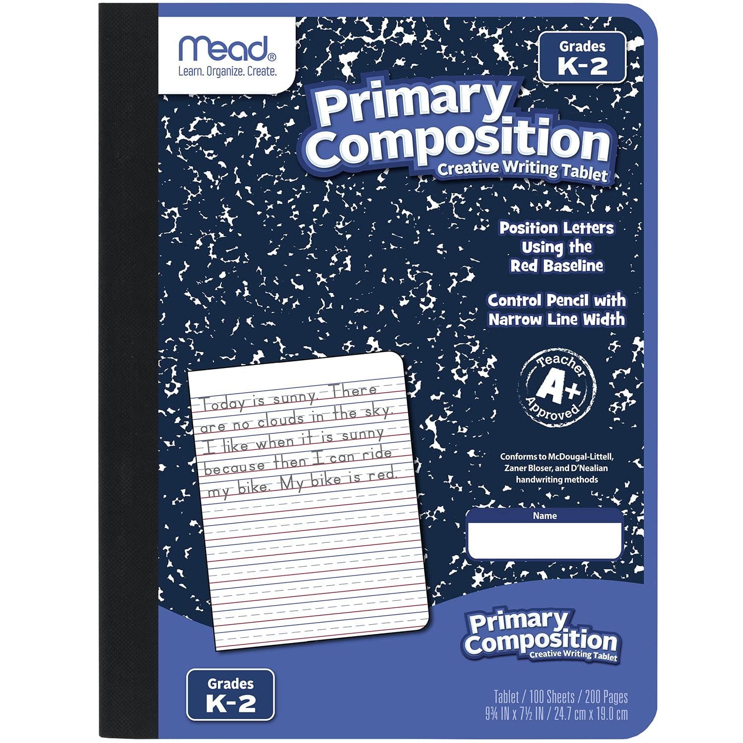 Mead Primary Composition Book, Primary Ruled Journal, Grades K-2, 7-1/2" x 9-3/4", 100 Sheets, Blue Marble (09902)
