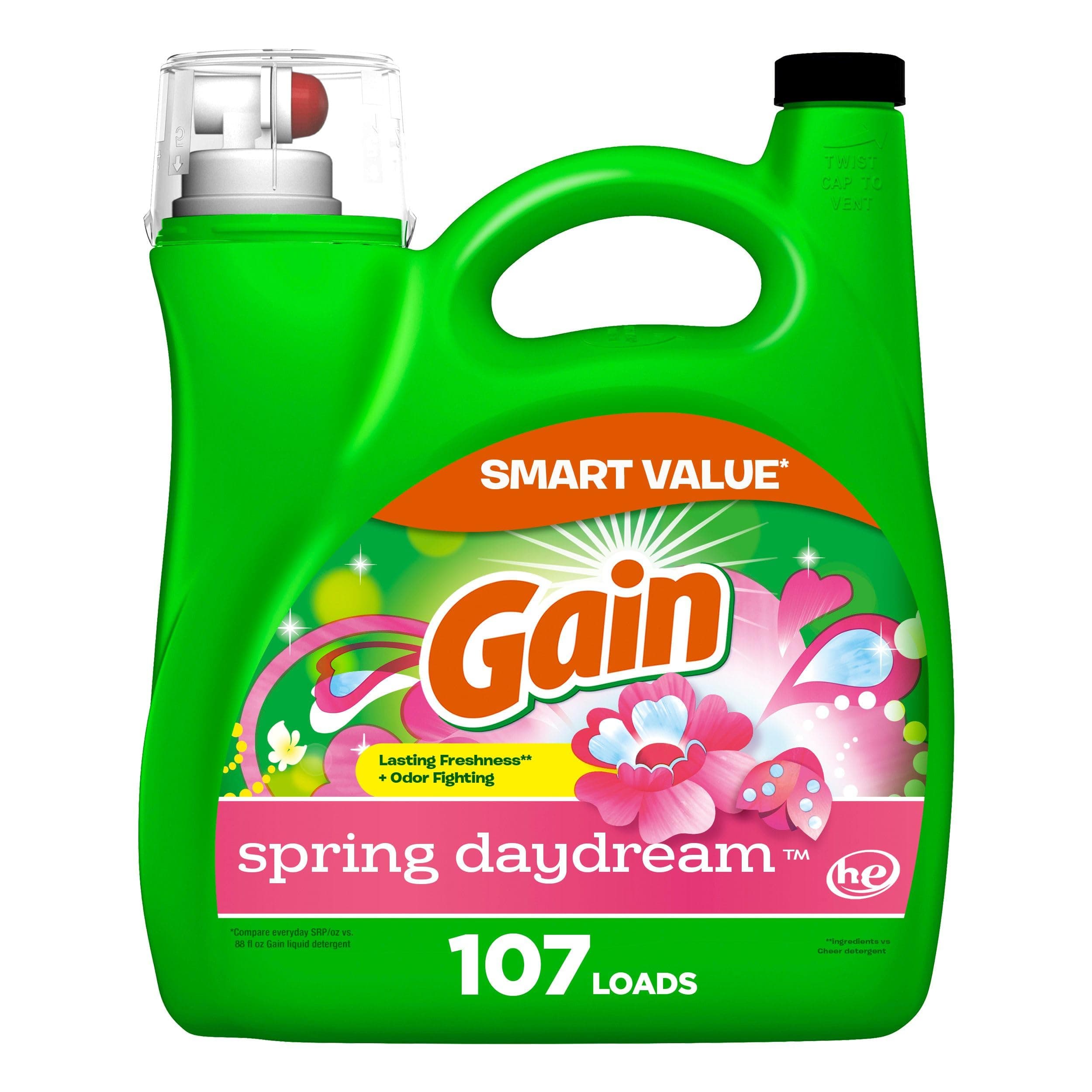 Gain + Aroma Boost Liquid Laundry Detergent Spring Daydream Scent 107 Loads 154 fl oz HE Compatible