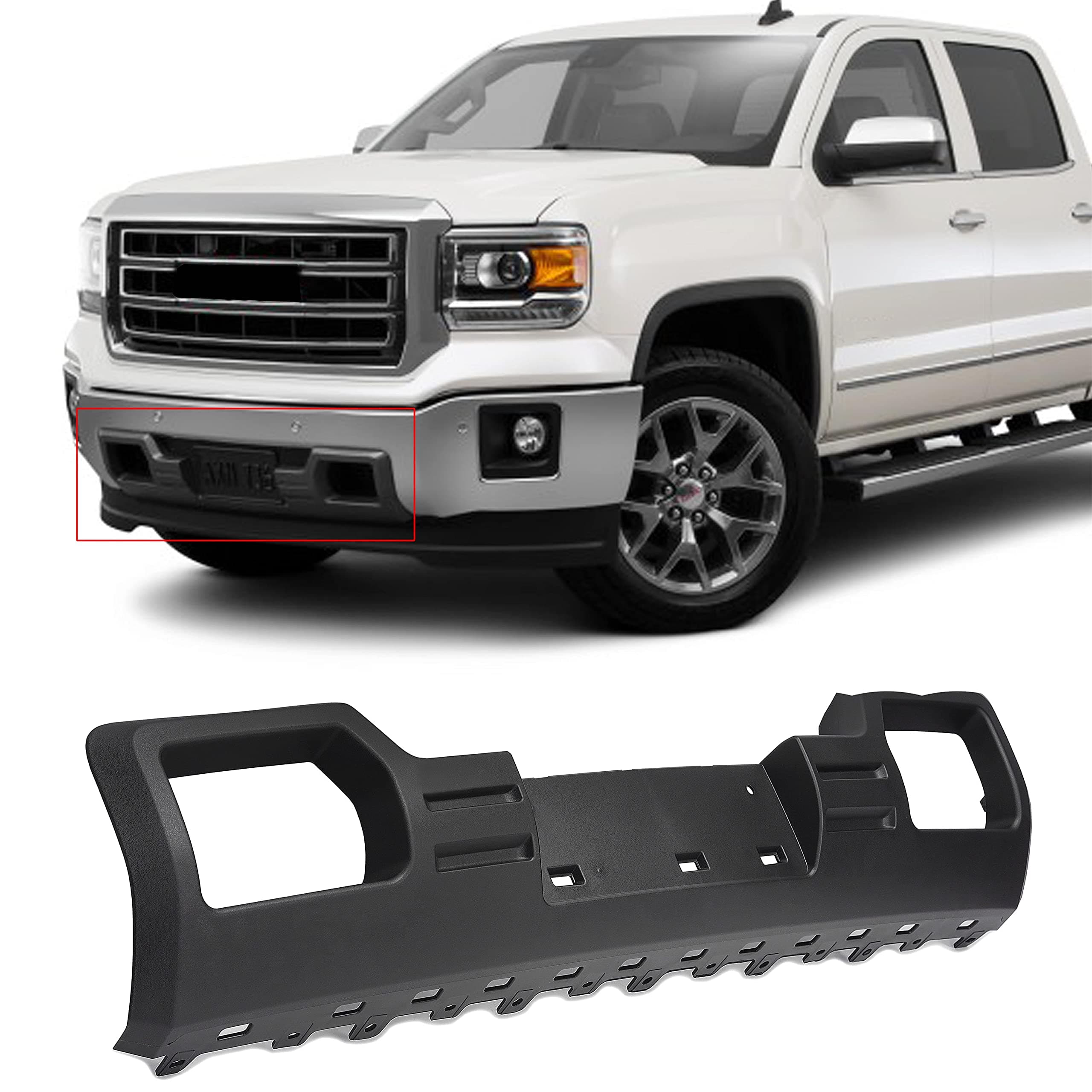 KUAFU Front Bumper Skid Plate Compatible with 2014 2015 GMC Sierra 1500 Replacement for 22902312 GM1053100 Black Plastic(PP+GF)