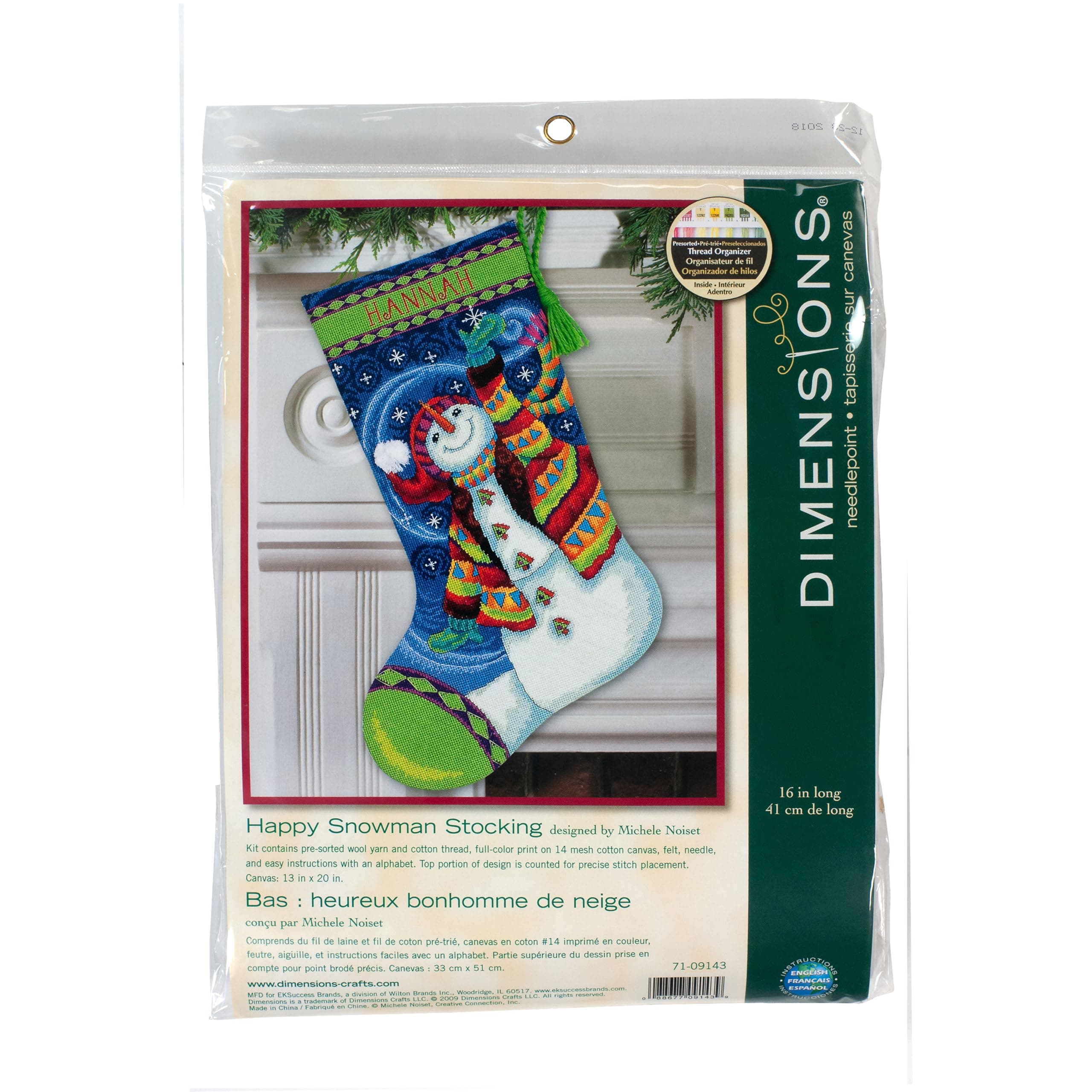 Dimensions Needlecrafts Needlepoint, Happy Snowman Stocking - 71-09143